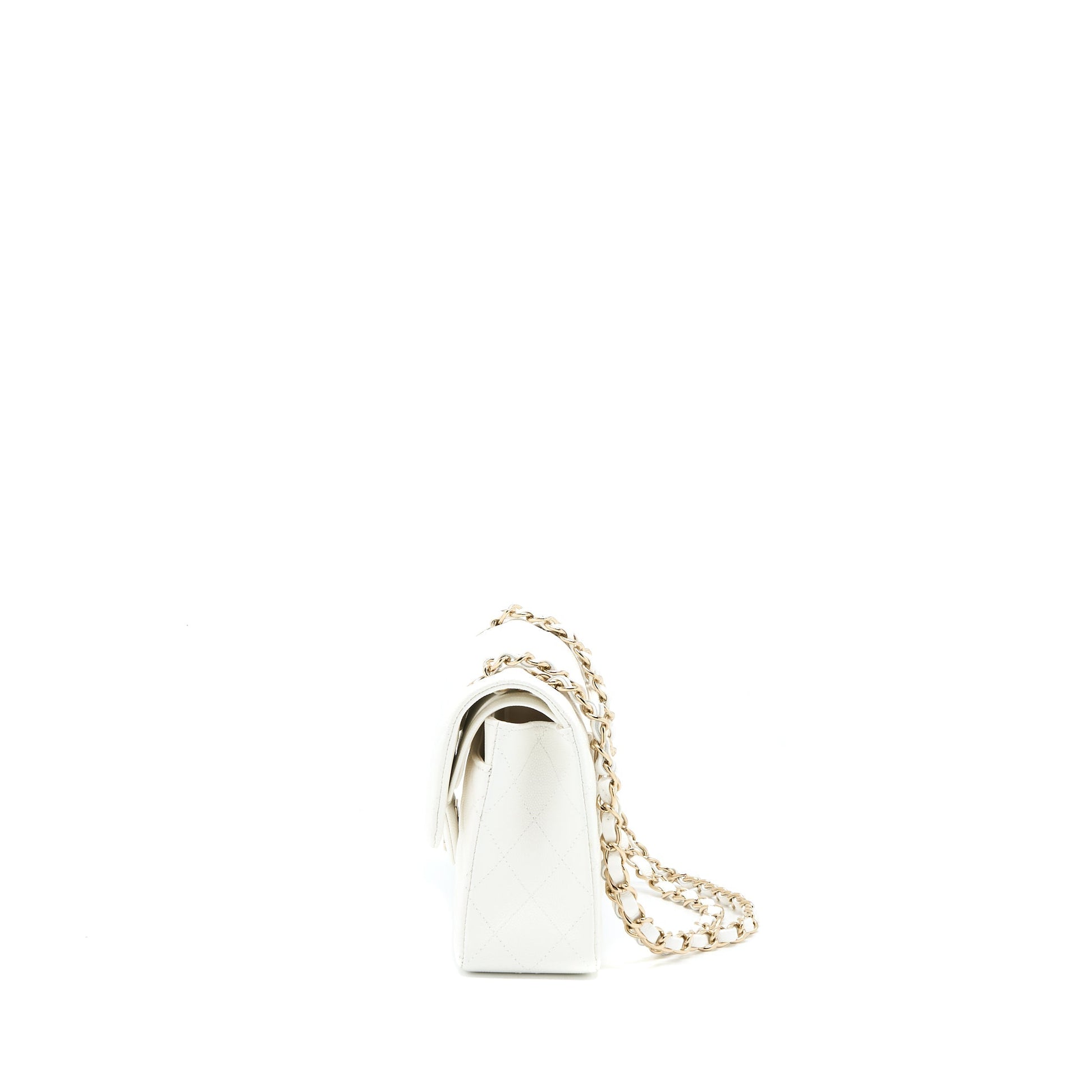 Chanel Classic Flap Caviar LGHW Microchip White Small Shoulder Bag