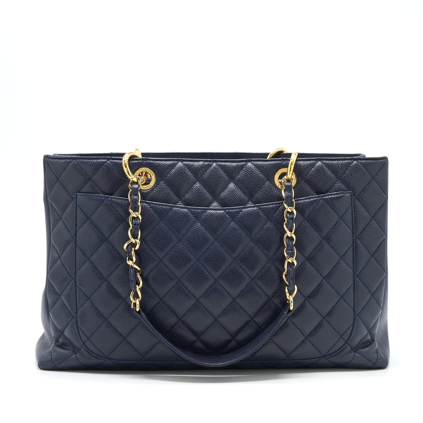 Chanel Grand Shopping XL Caviar Navy GHW Blue Tote Bag