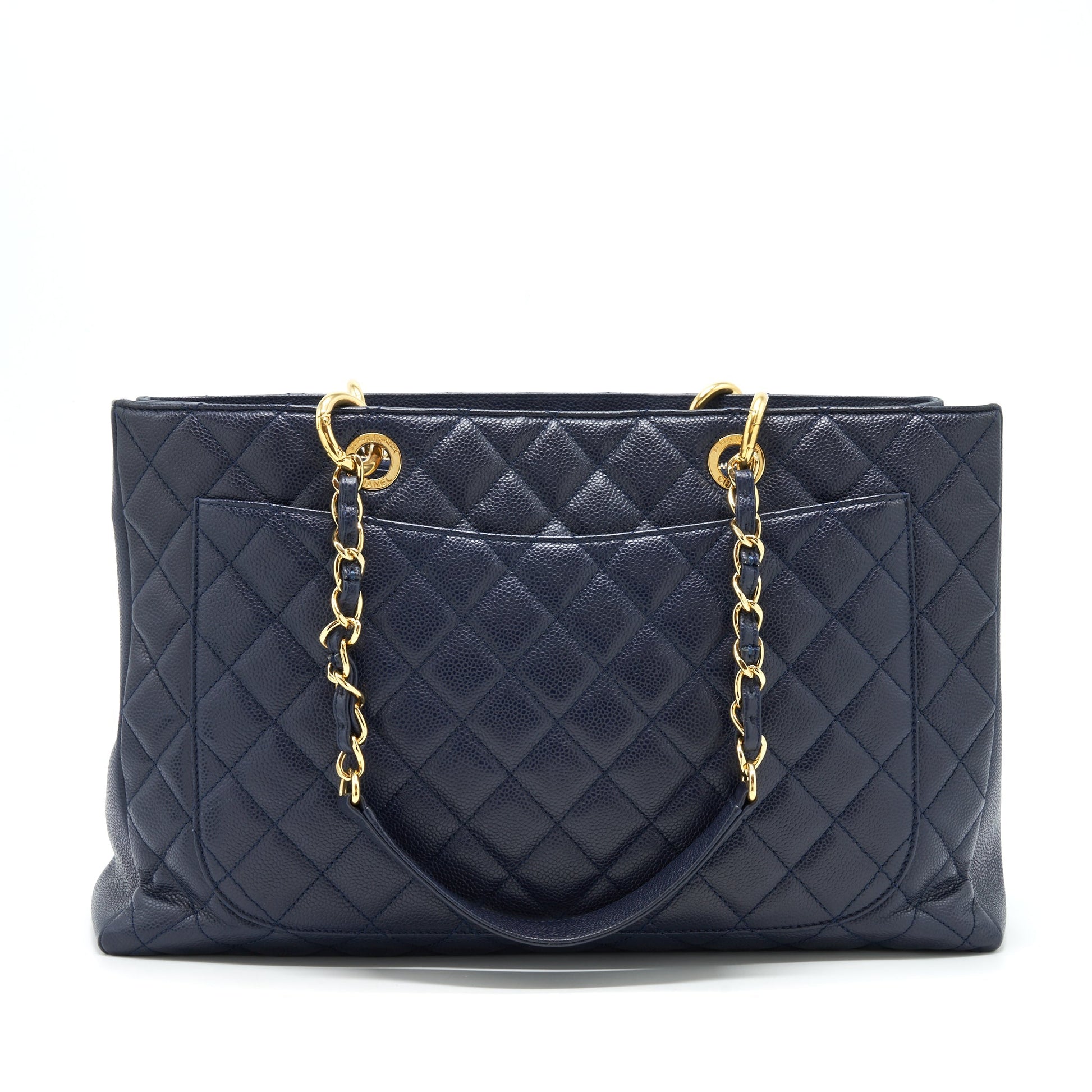 Chanel Grand Shopping XL Caviar Navy GHW Blue Tote Bag