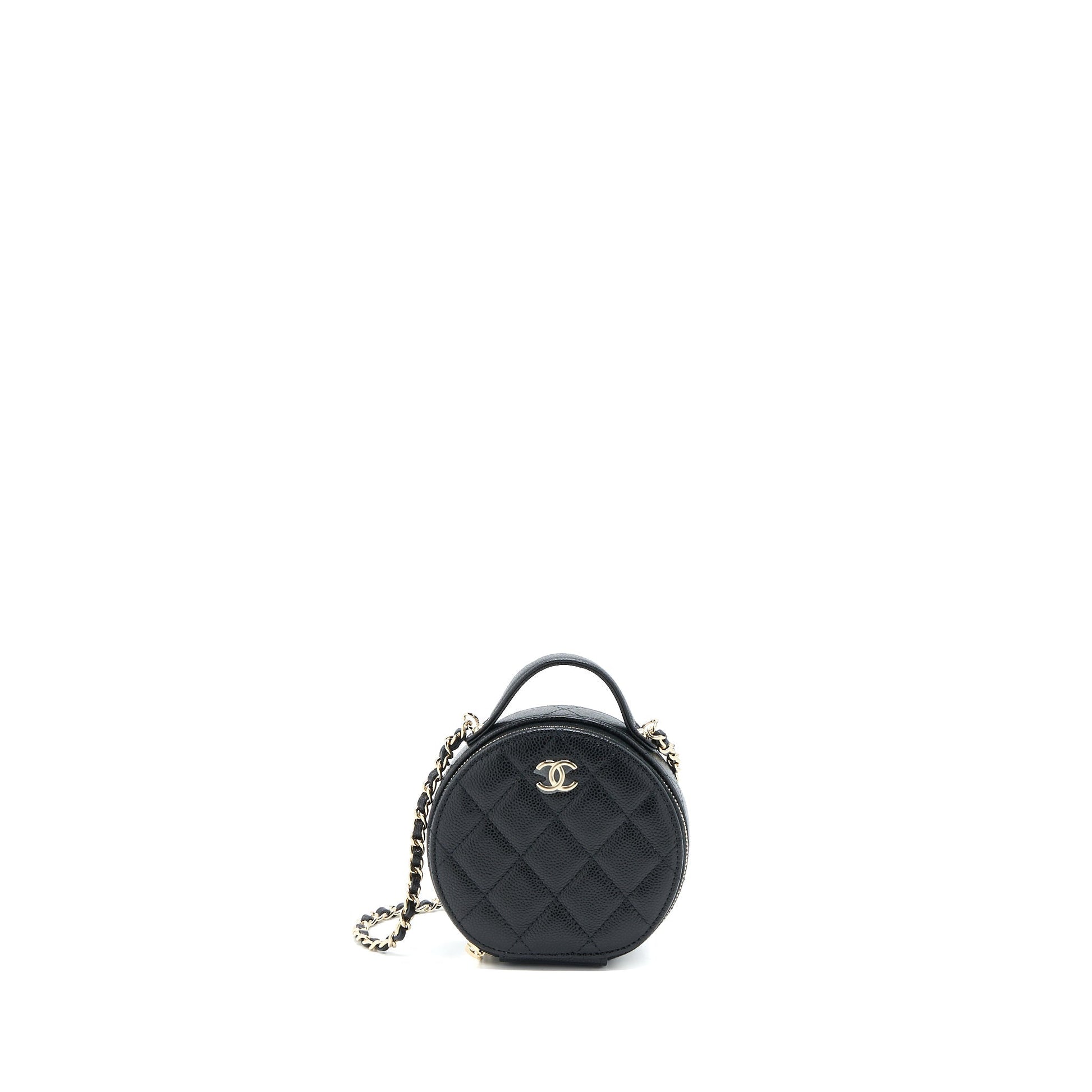 Chanel Round Purse Vanity Caviar LGHW Black Mini Bag