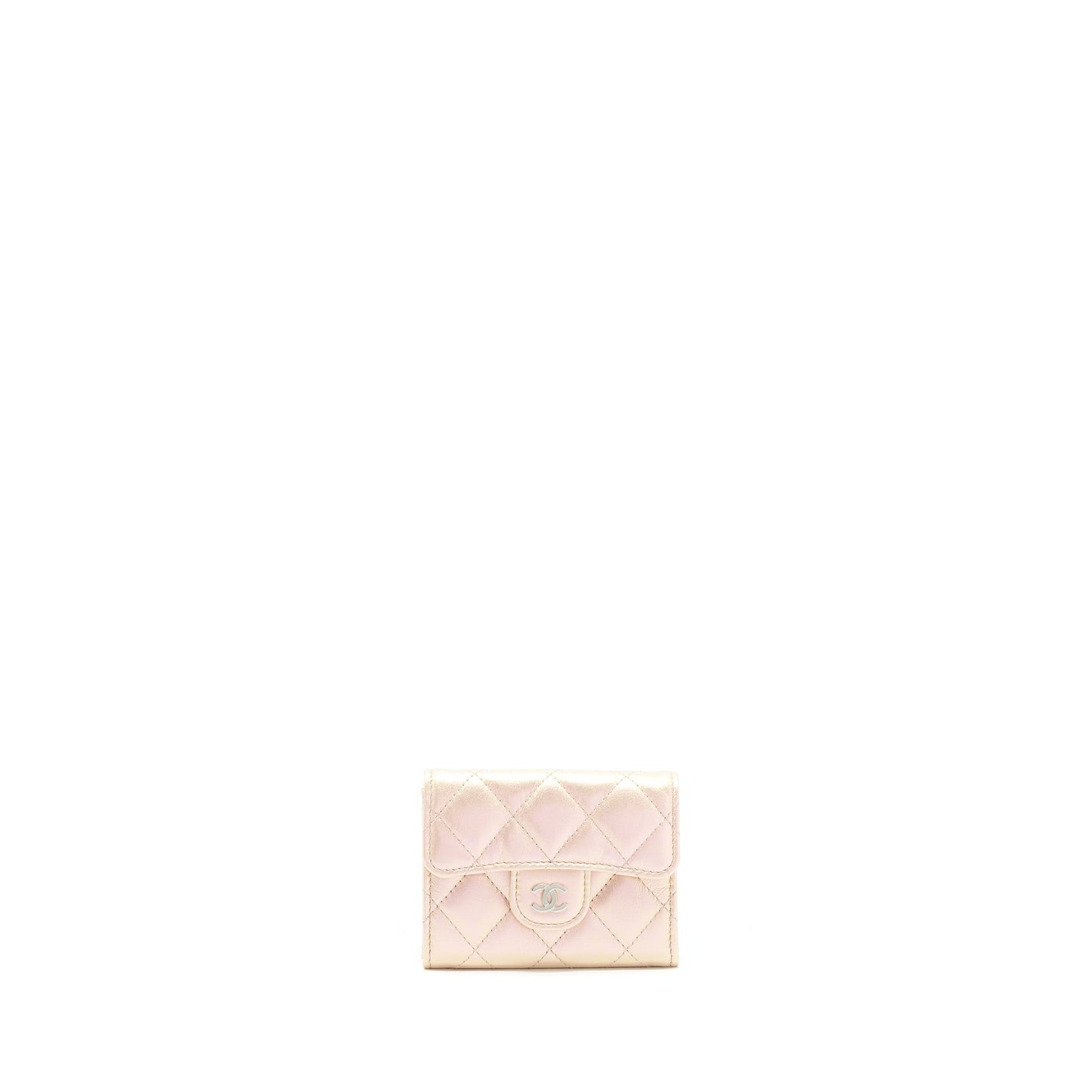 Chanel Iridescent Card Holder Calfskin SHW Pink Wallet Case