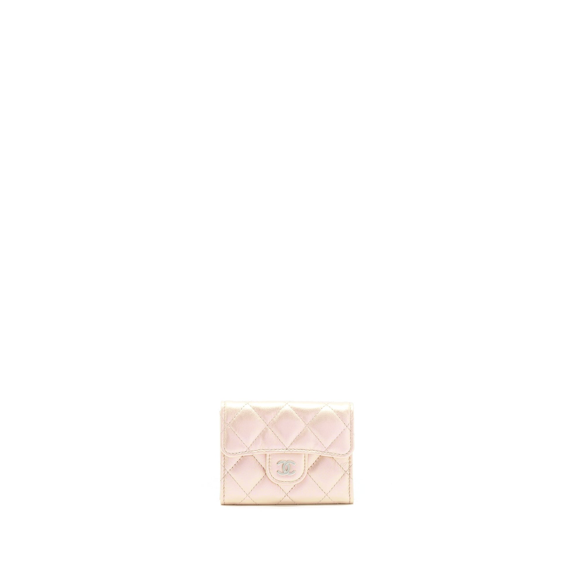 Chanel Iridescent Card Holder Calfskin SHW Pink Wallet Case