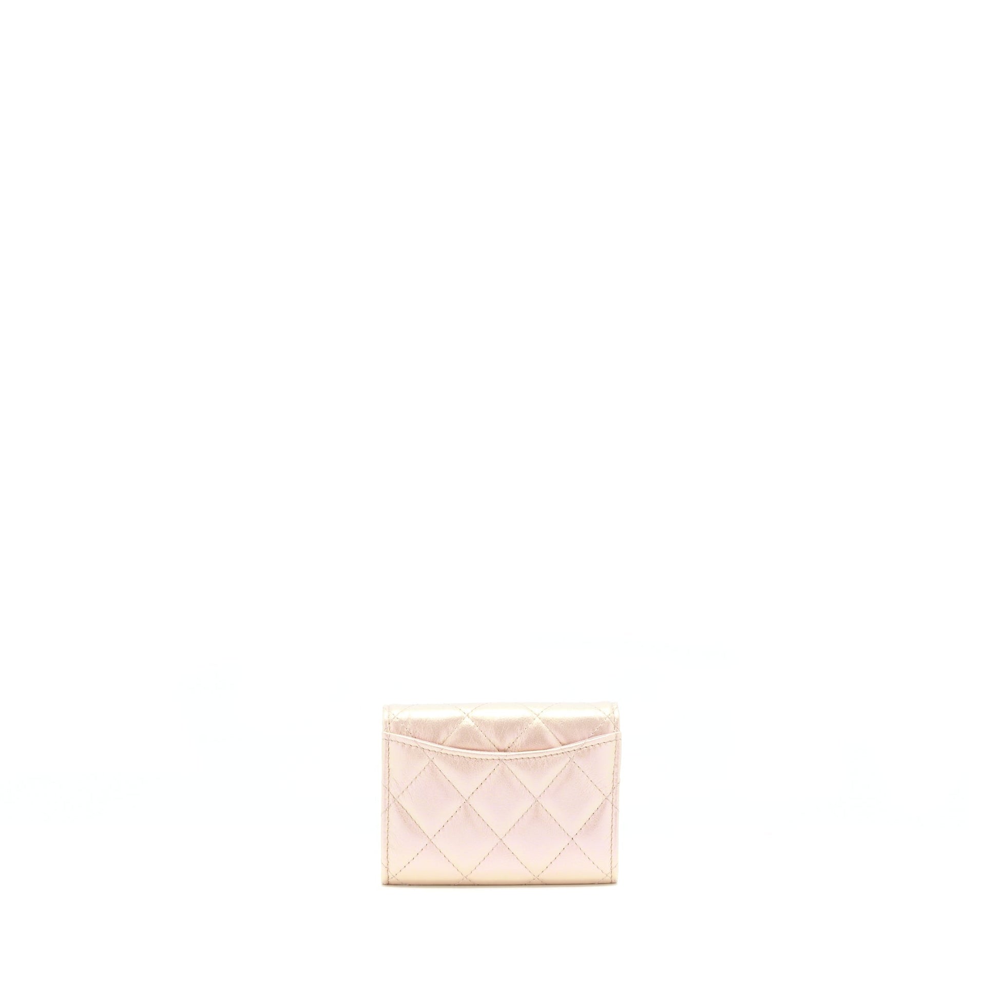 Chanel Iridescent Card Holder Calfskin SHW Pink Wallet Case