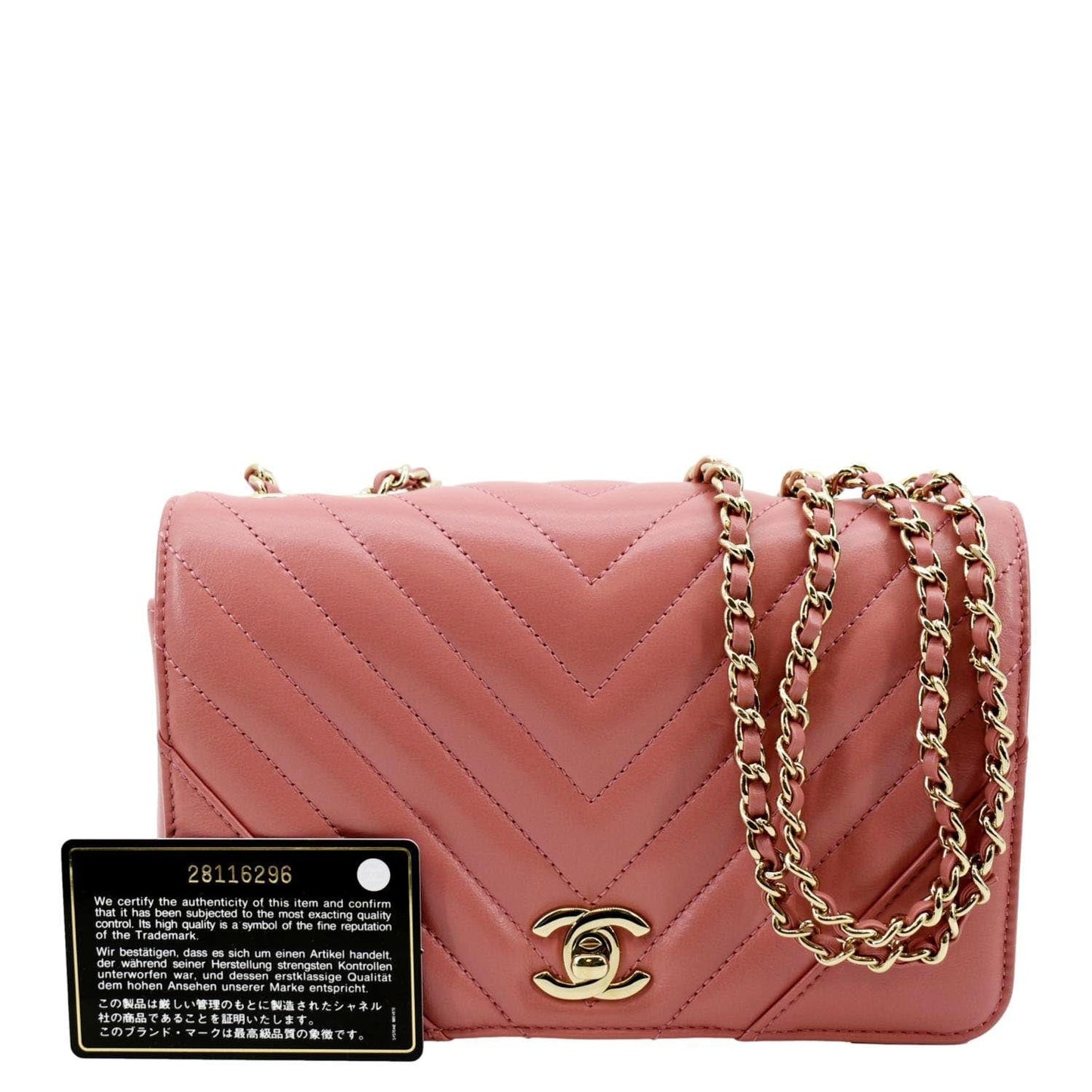 Chanel Statement Flap Quilted Chevron Pink Travel Bag