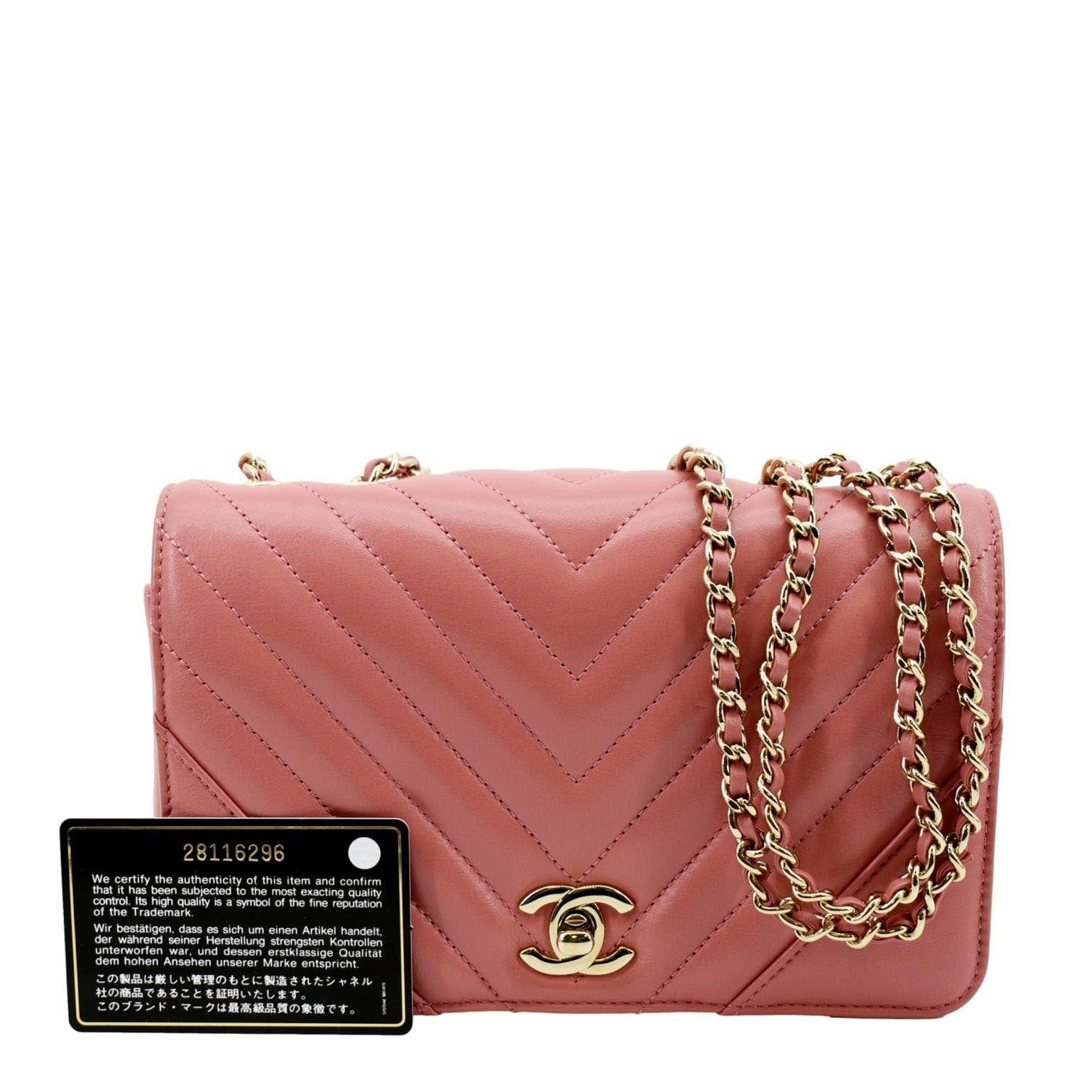 Chanel Statement Flap Quilted Chevron Pink Travel Bag