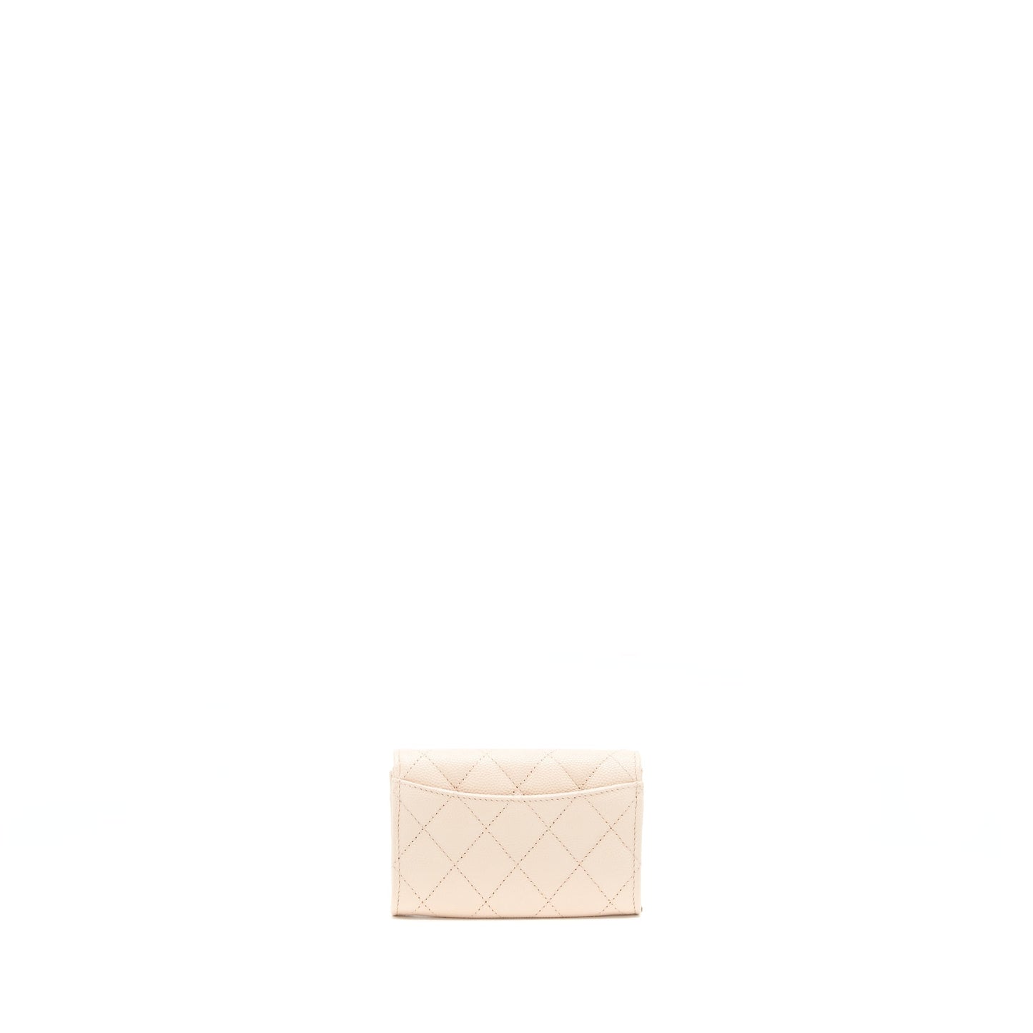 Chanel 22C Flap Cardholder Caviar Light LGHW Beige Wallet Case