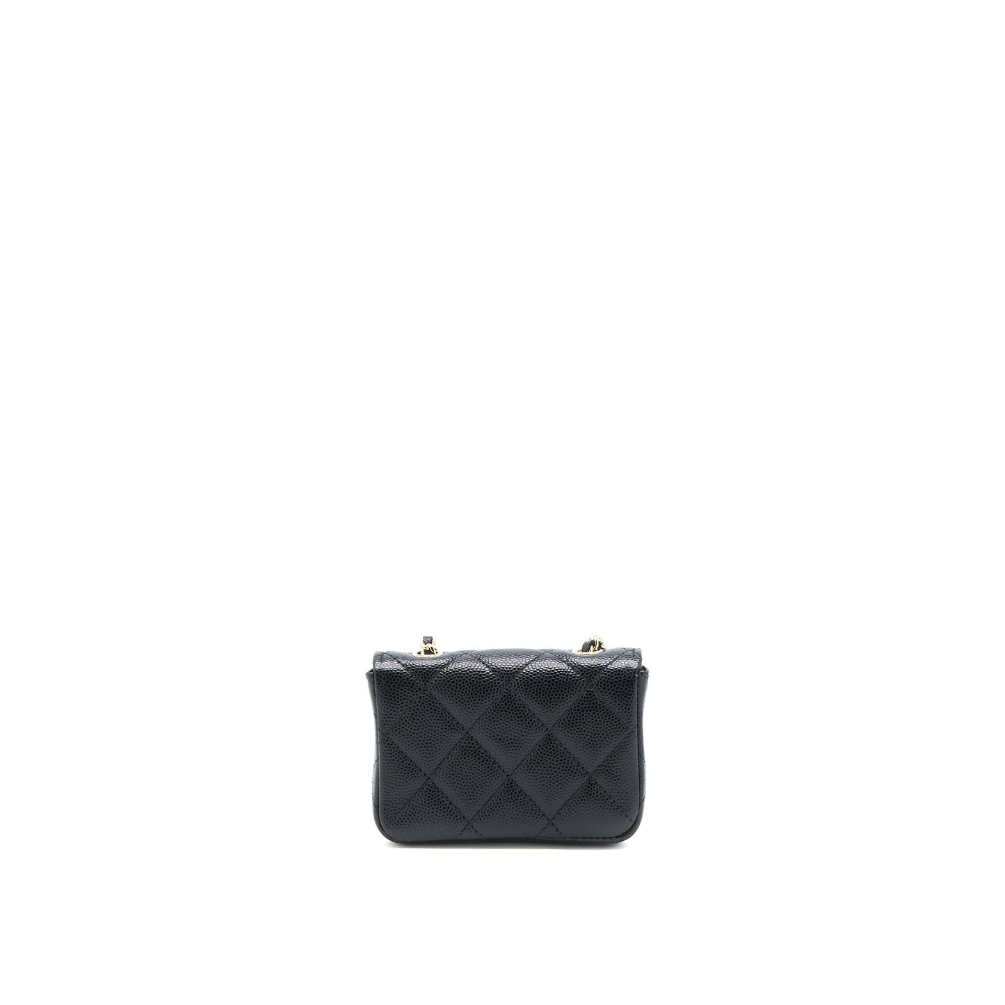Chanel Flap Cardholder Belt Caviar LGHW Black Wallet Case