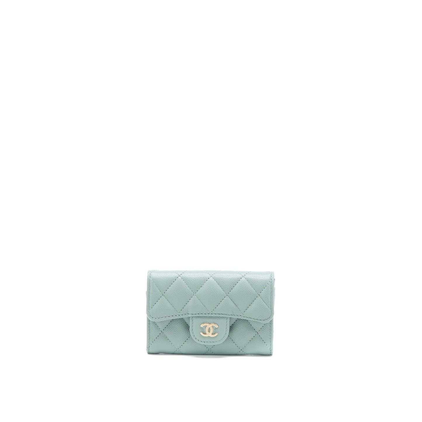 Chanel 23C Classic Flap Card Holder Caviar Grey Wallet Case