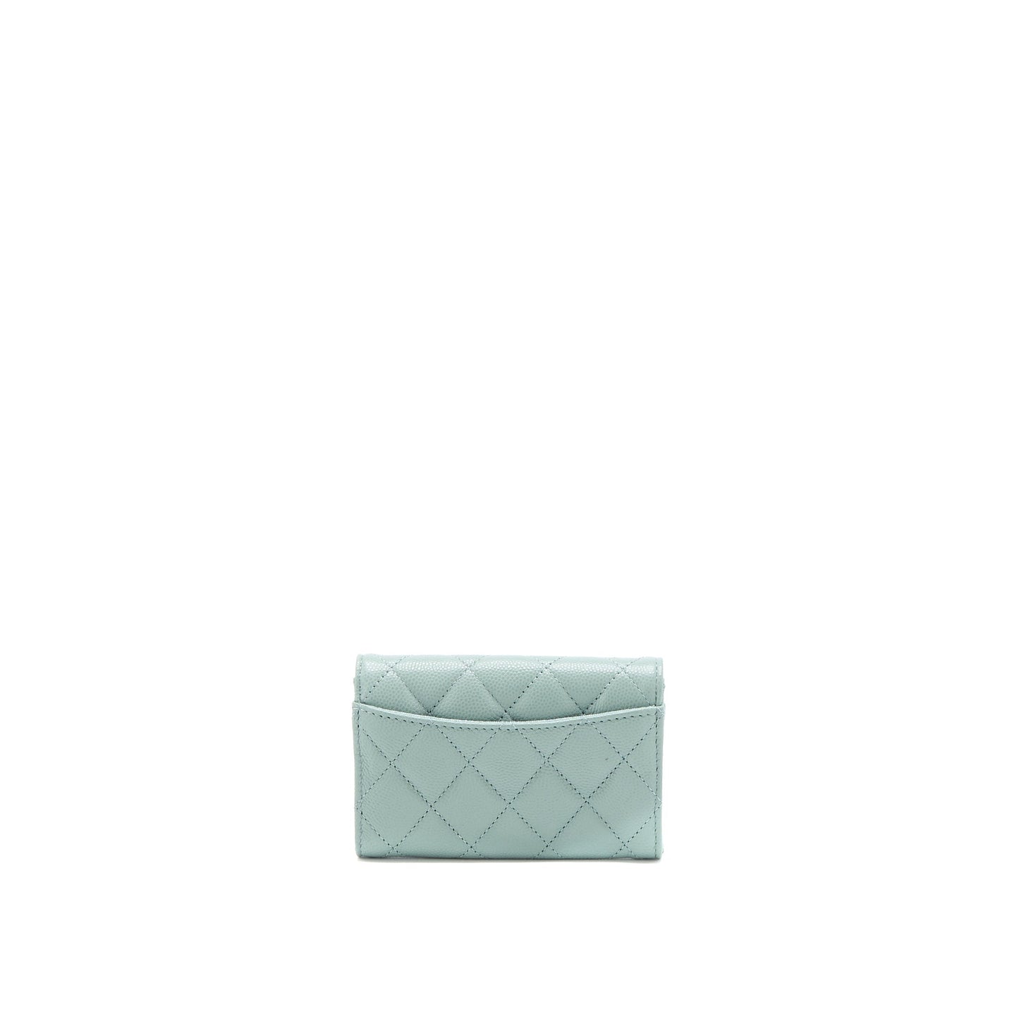 Chanel 23C Classic Flap Card Holder Caviar Grey Wallet Case