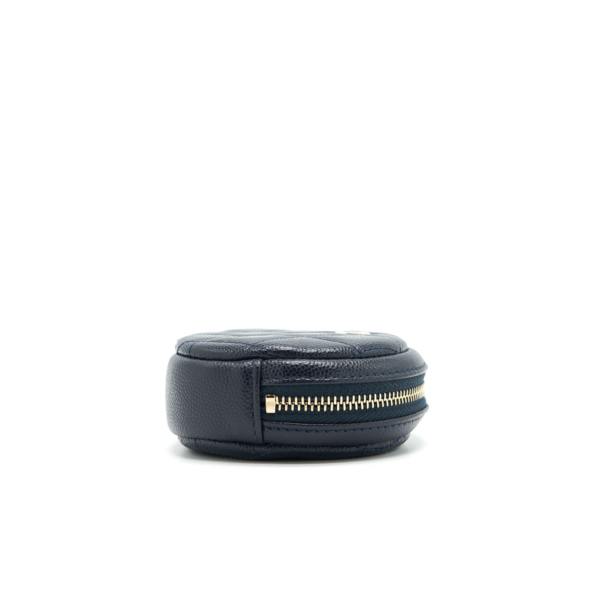 Chanel Round Coin Purse Caviar Navy Wallet Case