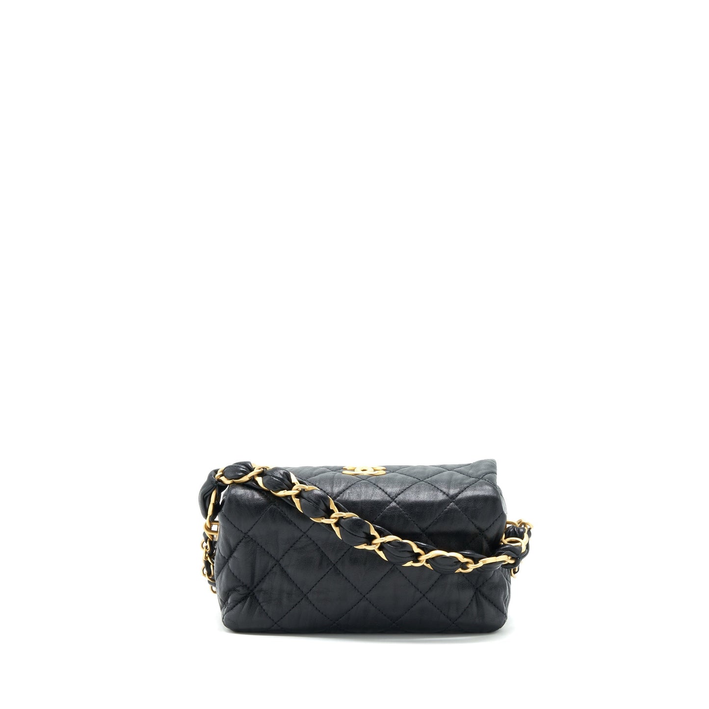 Chanel CC Wrapped Lambskin Crumpled GHW Black Small Handbag