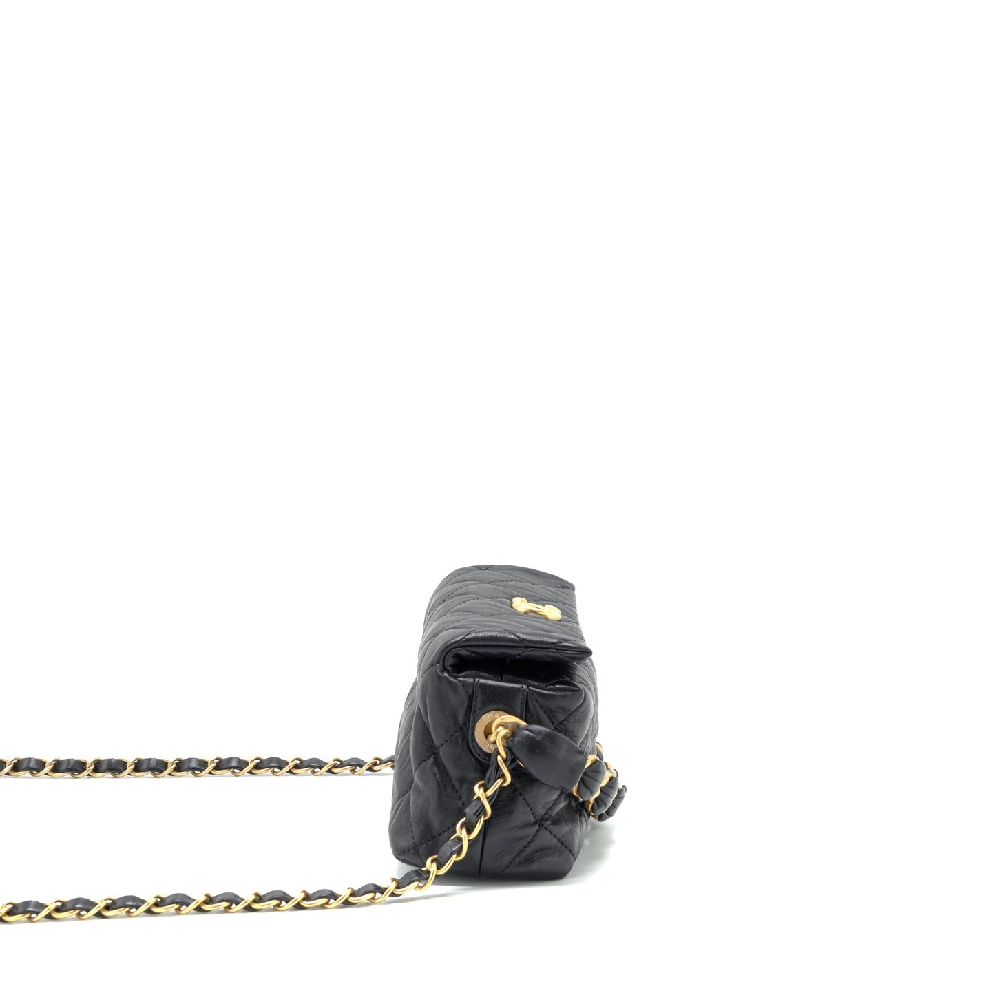 Chanel CC Wrapped Lambskin Crumpled GHW Black Small Handbag