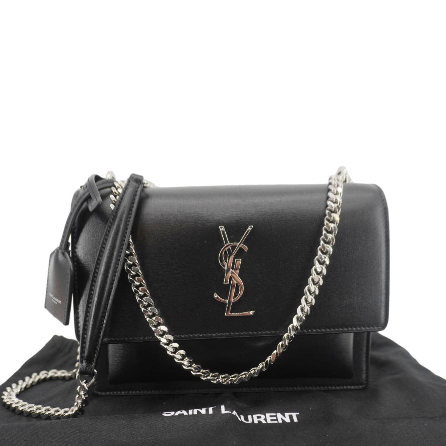 YSL Saint Laurent Yves Sunset Shoulder Bag Leather Monogram Black
