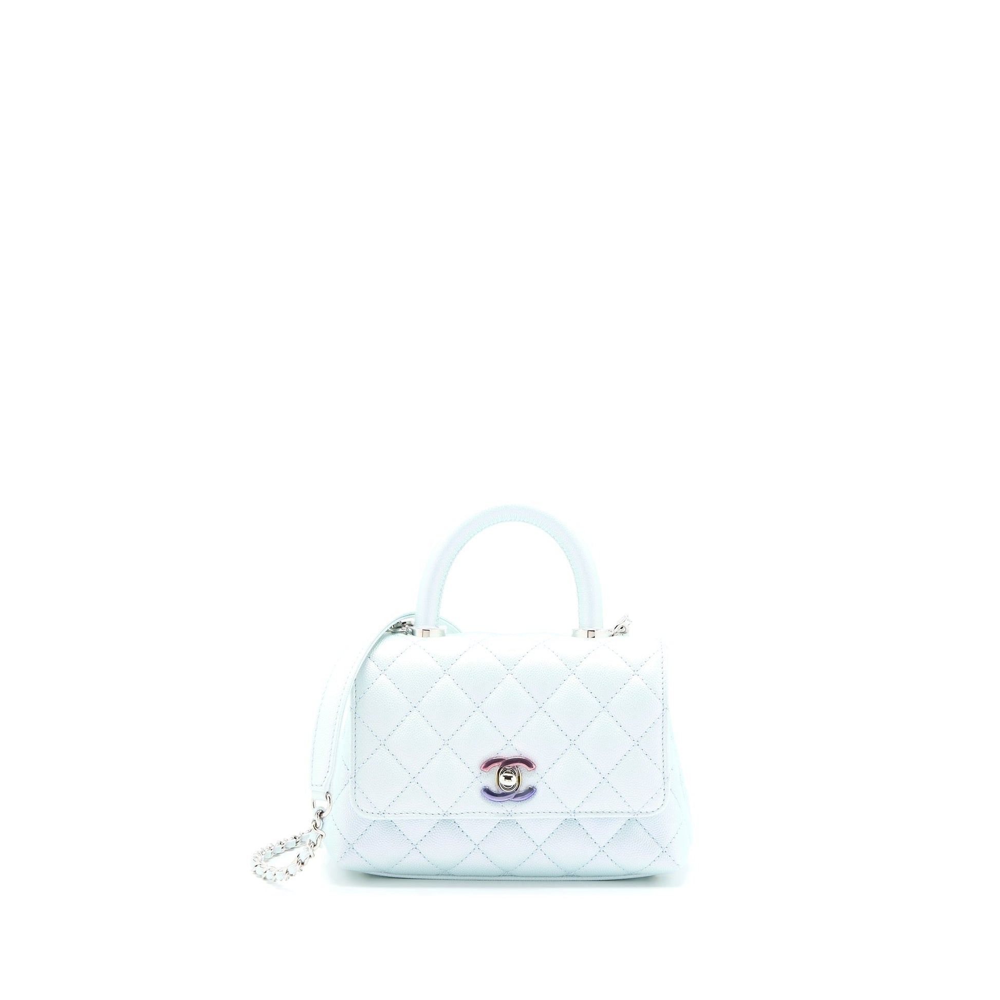 Chanel Coco Handle Ombre Iridescent Caviar Light Multicolour Blue Mini Bag