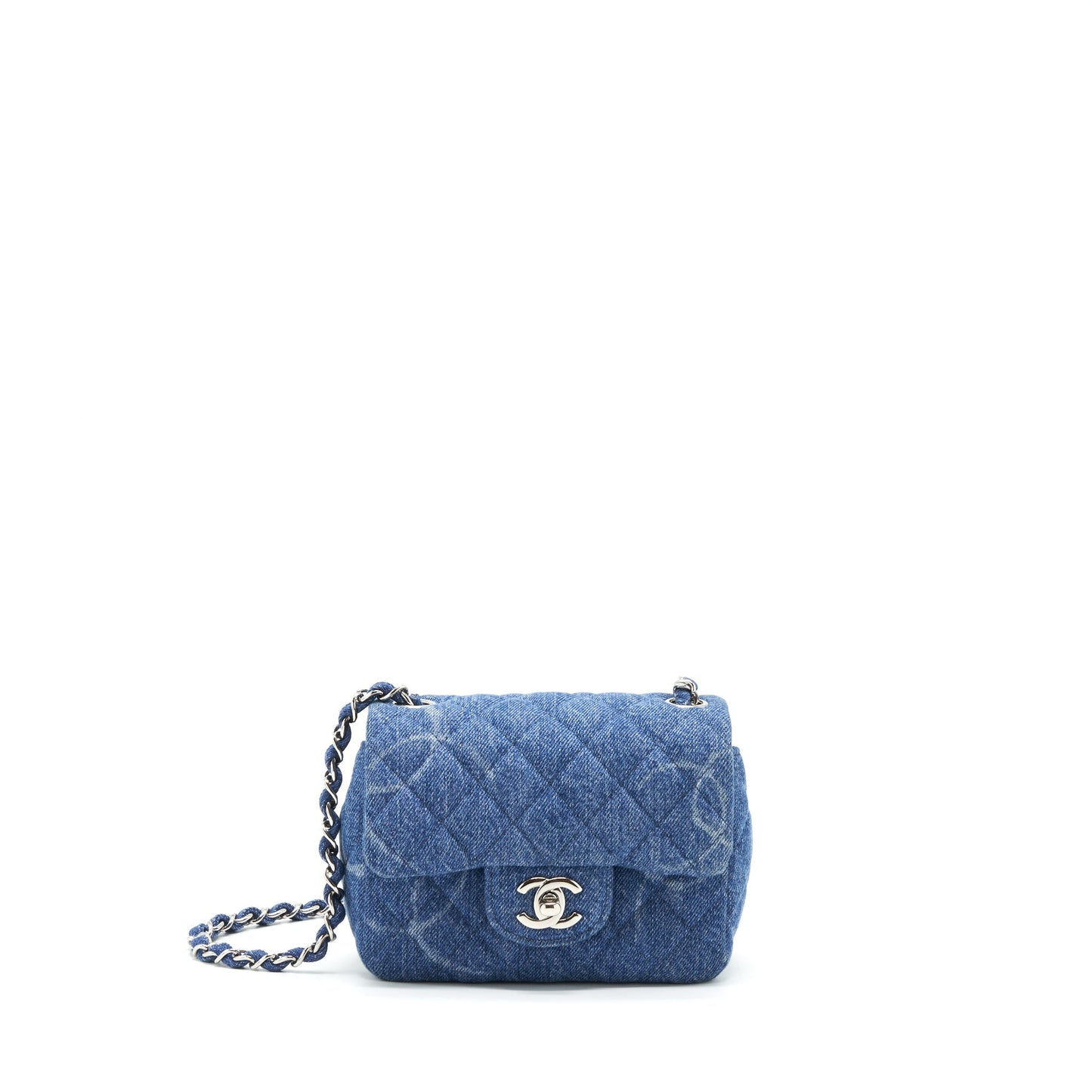 Chanel 20B Square Flap CC Print Denim Blue Shoulder Bag