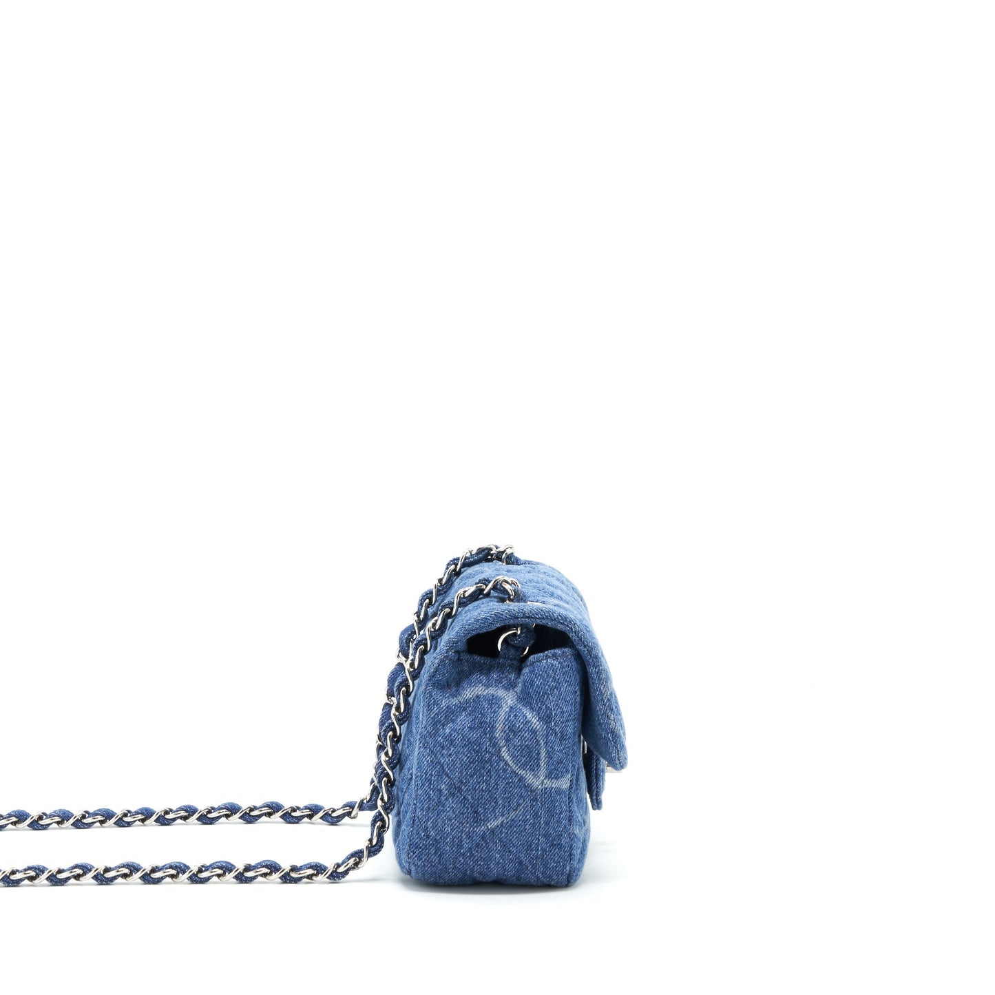 Chanel 20B Square Flap CC Print Denim Blue Shoulder Bag