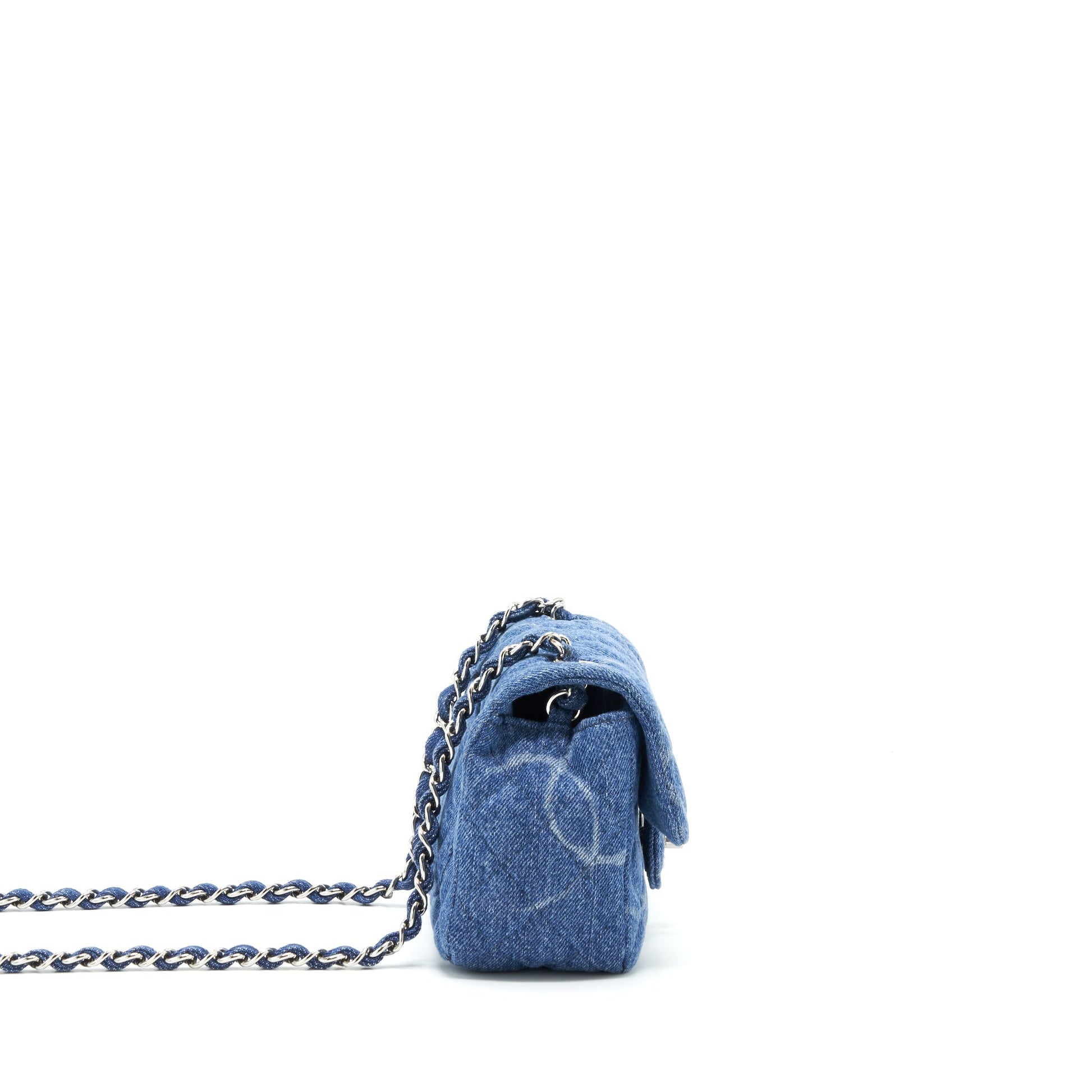 Chanel 20B Square Flap CC Print Denim Blue Shoulder Bag
