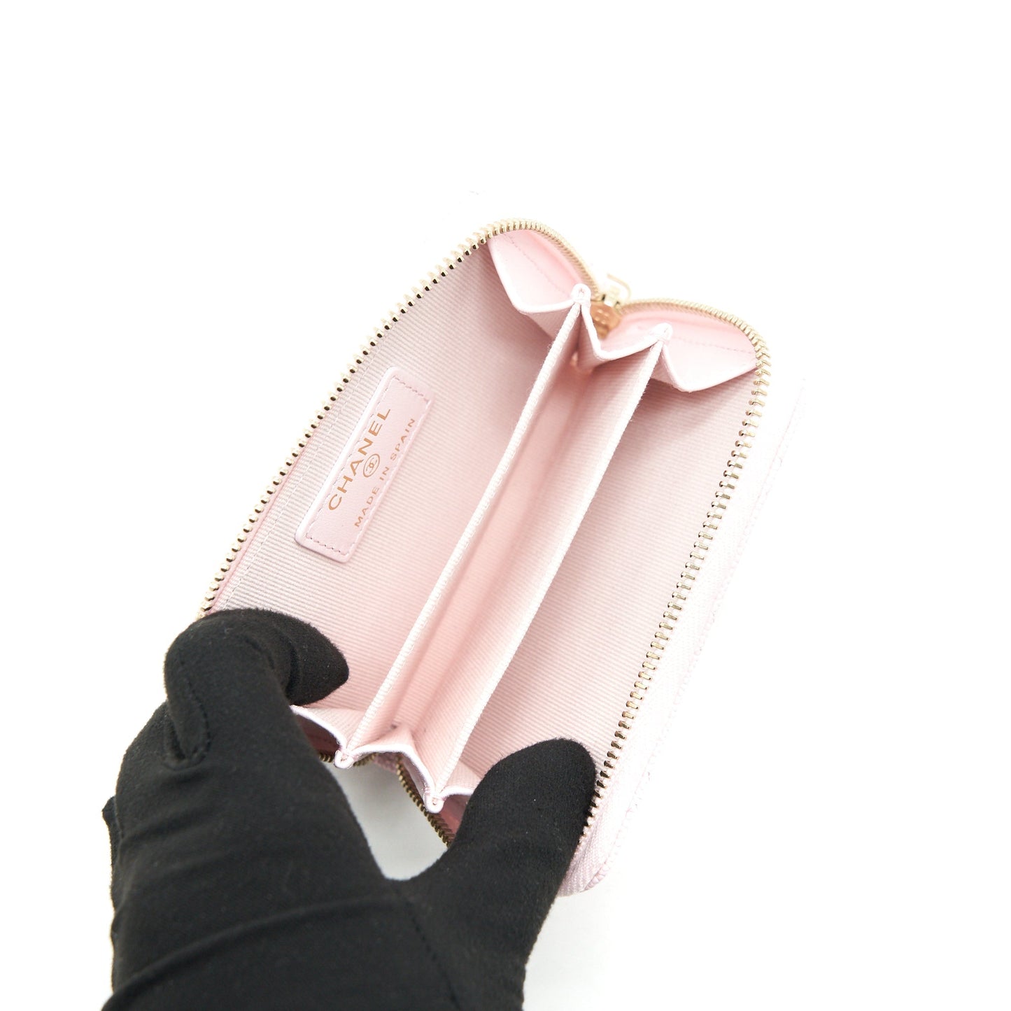 Chanel 22P Zip Card holder Caviar LGHW Pink Wallet Case