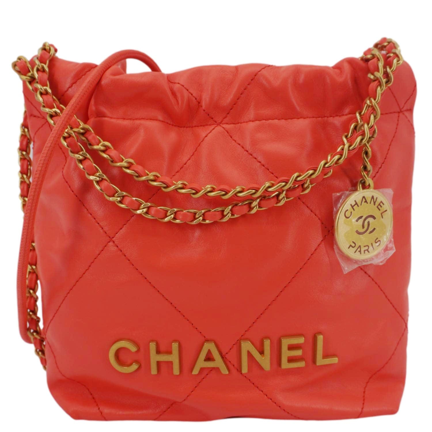 Chanel 22 Quilted Coral Leather Travel Bag