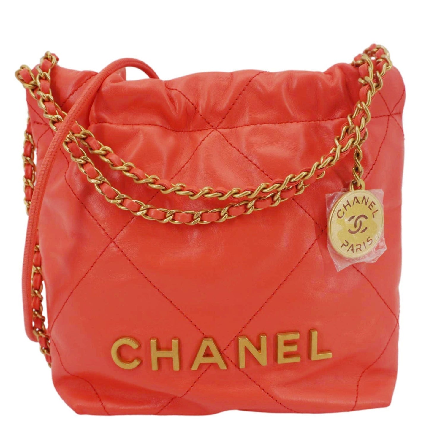 Chanel 22 Quilted Coral Leather Travel Bag