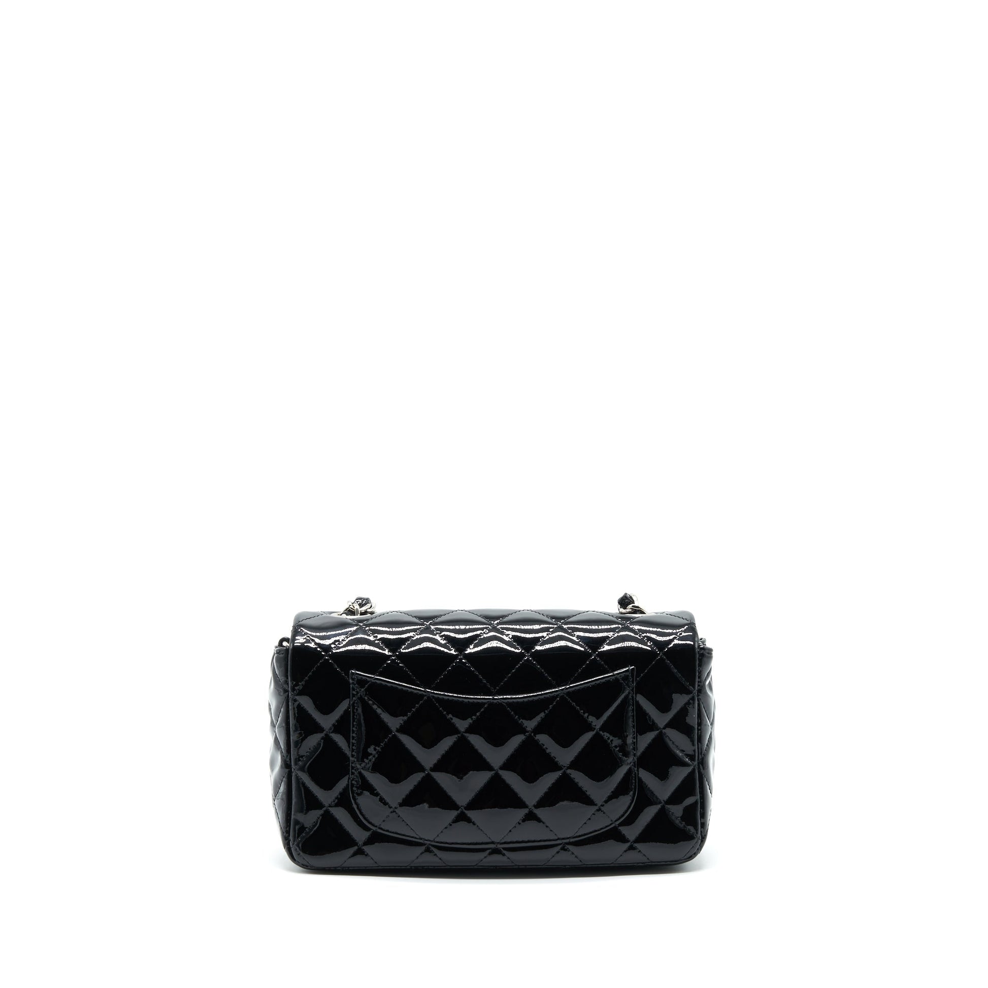 Chanel Rectangular Flap Patent SHW Black Leather Shoulder Bag Shw 1