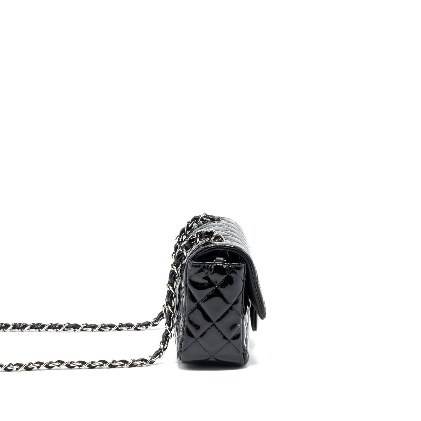 Chanel Rectangular Flap Patent SHW Black Leather Shoulder Bag Shw 1