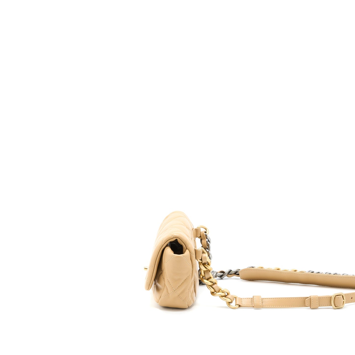 Chanel 19 Belt Lambskin Dark Hardware Multicolour Beige