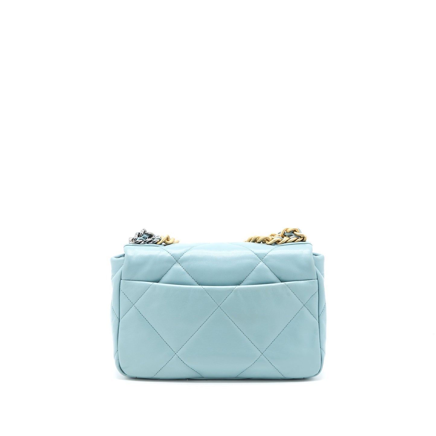 Chanel 19 Lambskin Light Hardware Multicolour Blue Small Handbag