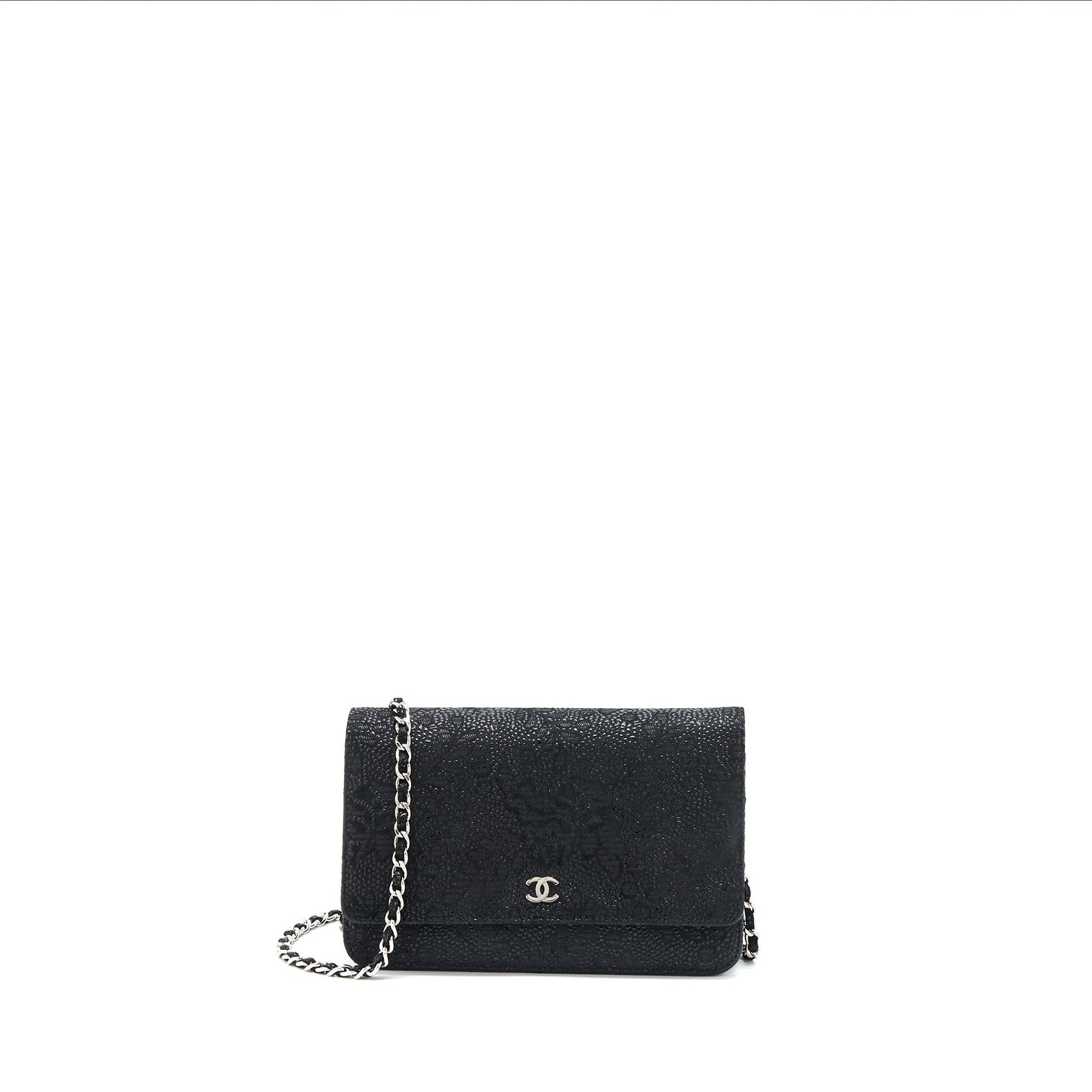 Chanel Seasonal On Fabric SHW Black Wallet Case