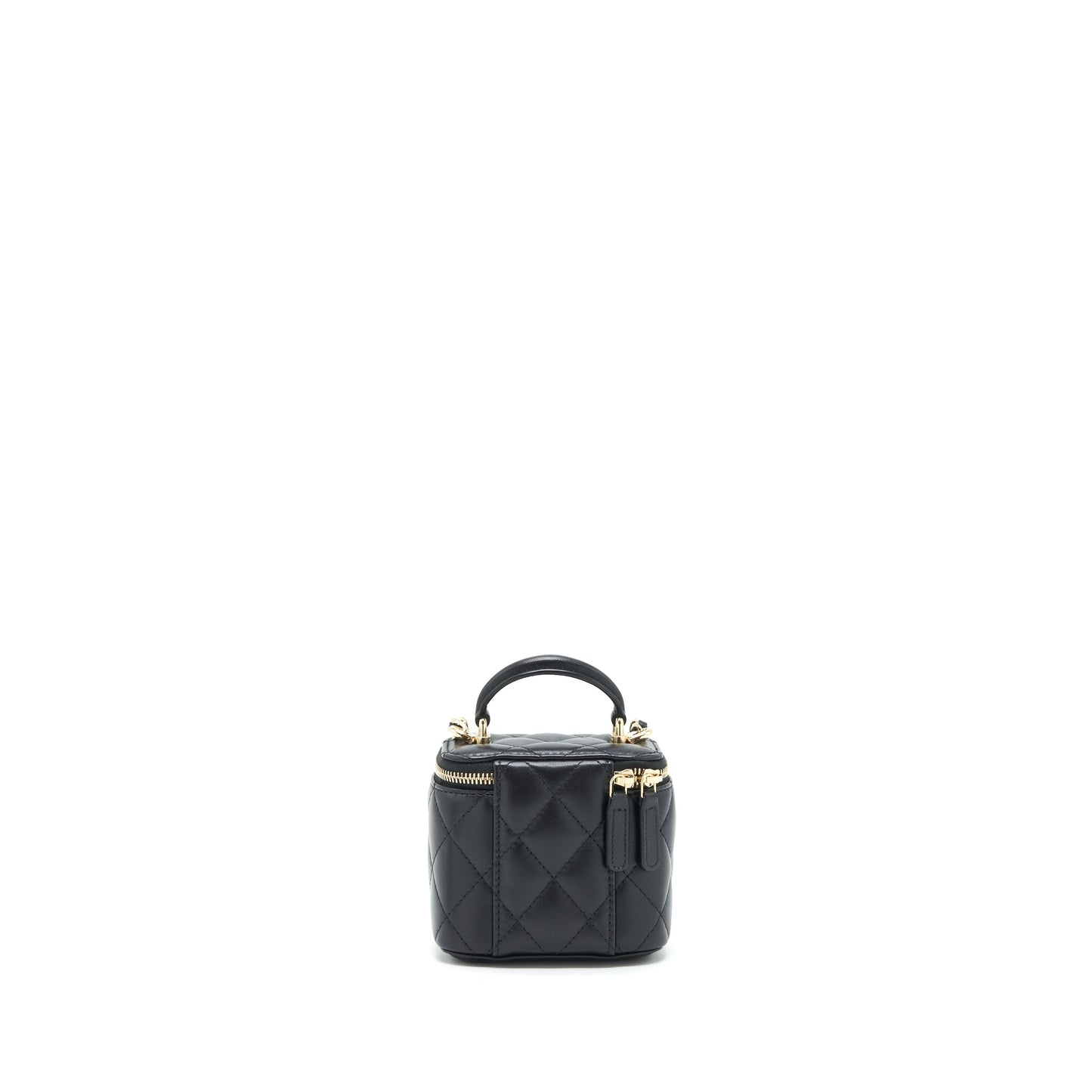 Chanel Top Handle Vanity Lambskin LGHW Black Mini Bag
