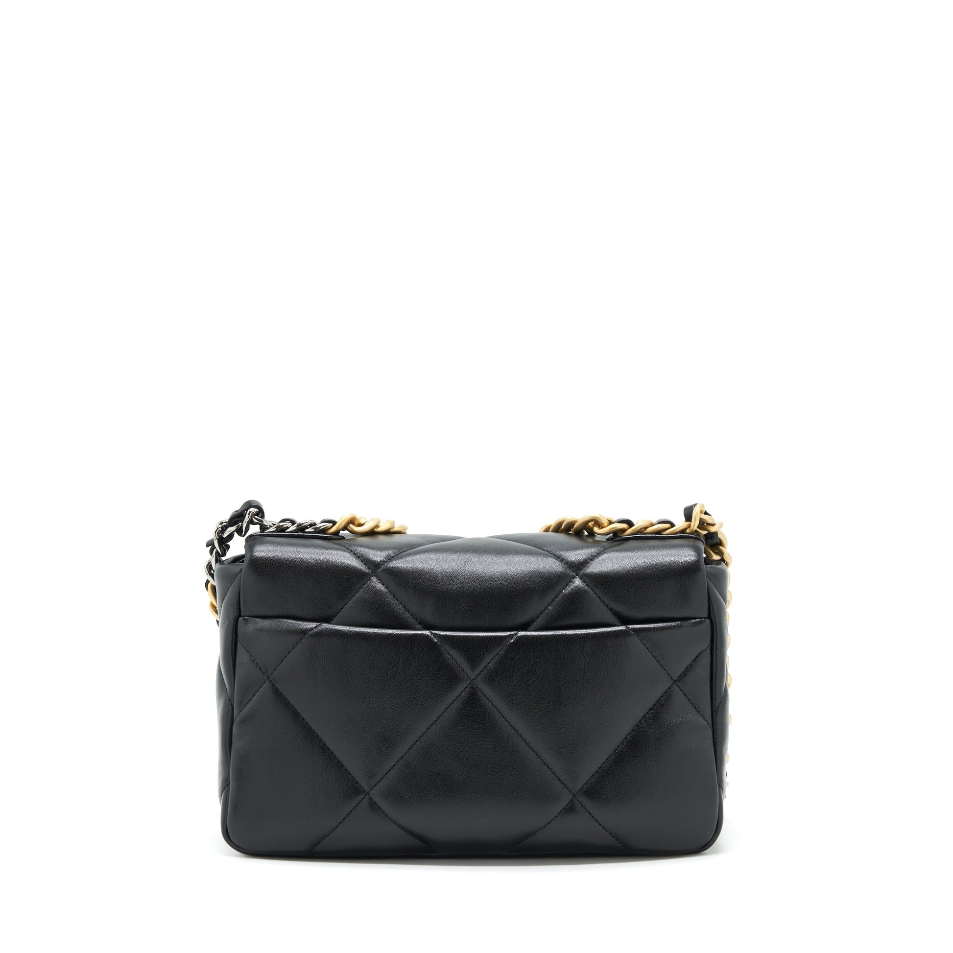 Chanel 19 Lambskin GHW Microchip Black Small Handbag