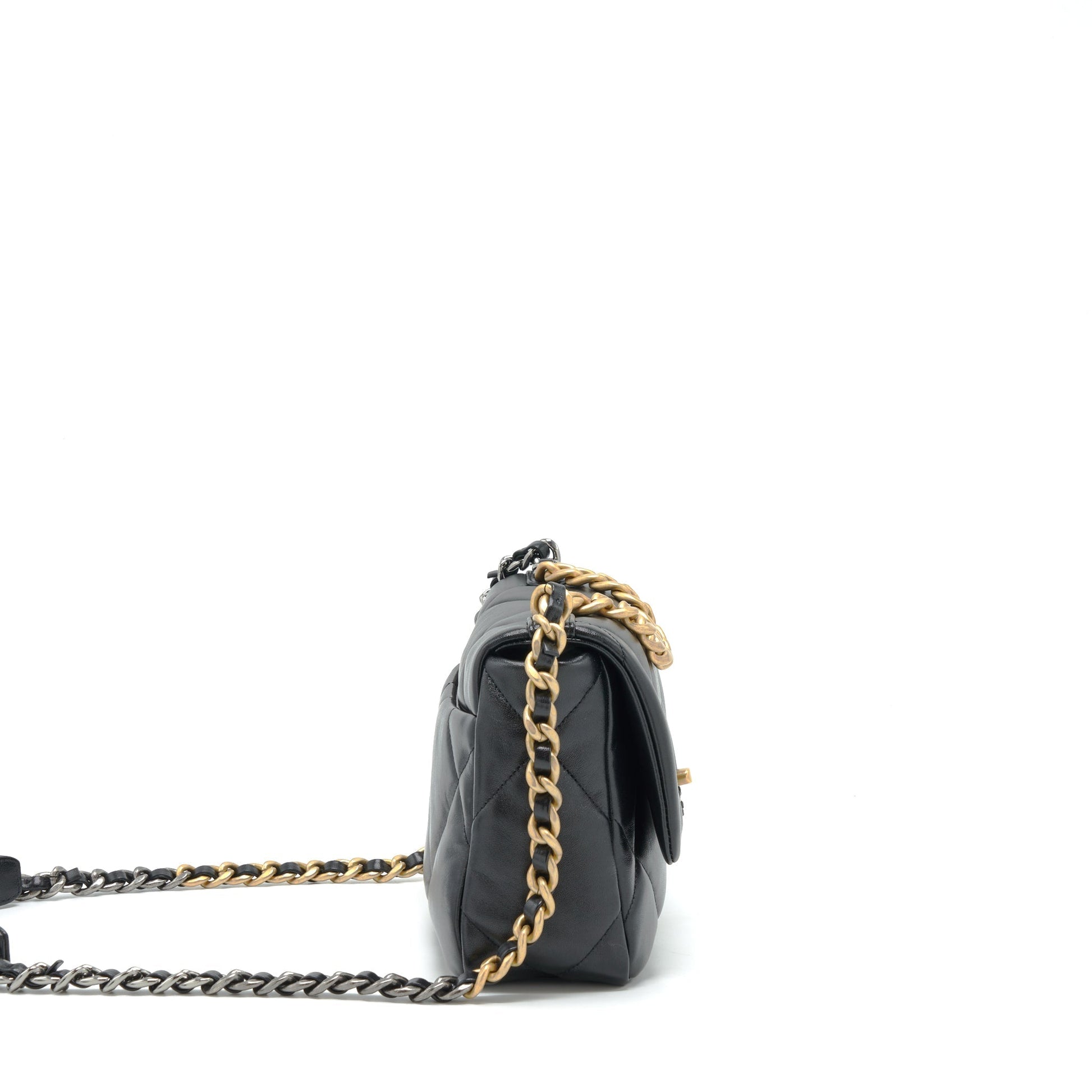 Chanel 19 Lambskin GHW Microchip Black Small Handbag