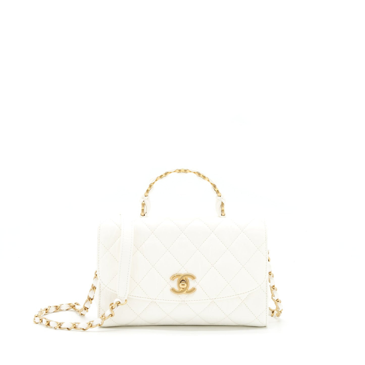 Chanel Seasonal Flap Lambskin GHW White Shoulder Bag