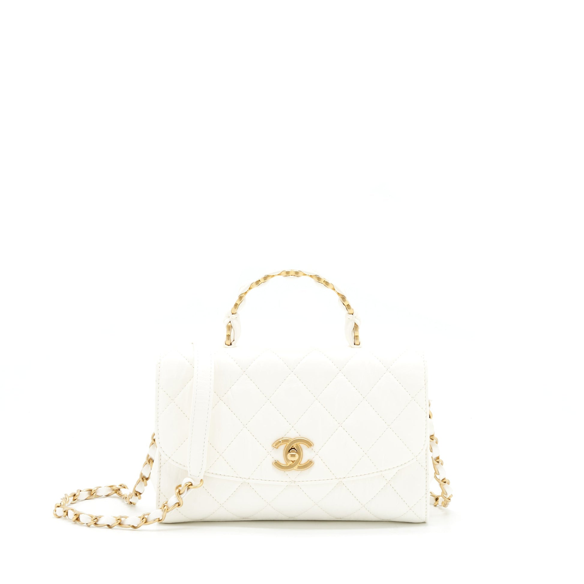 Chanel Seasonal Flap Lambskin GHW White Shoulder Bag