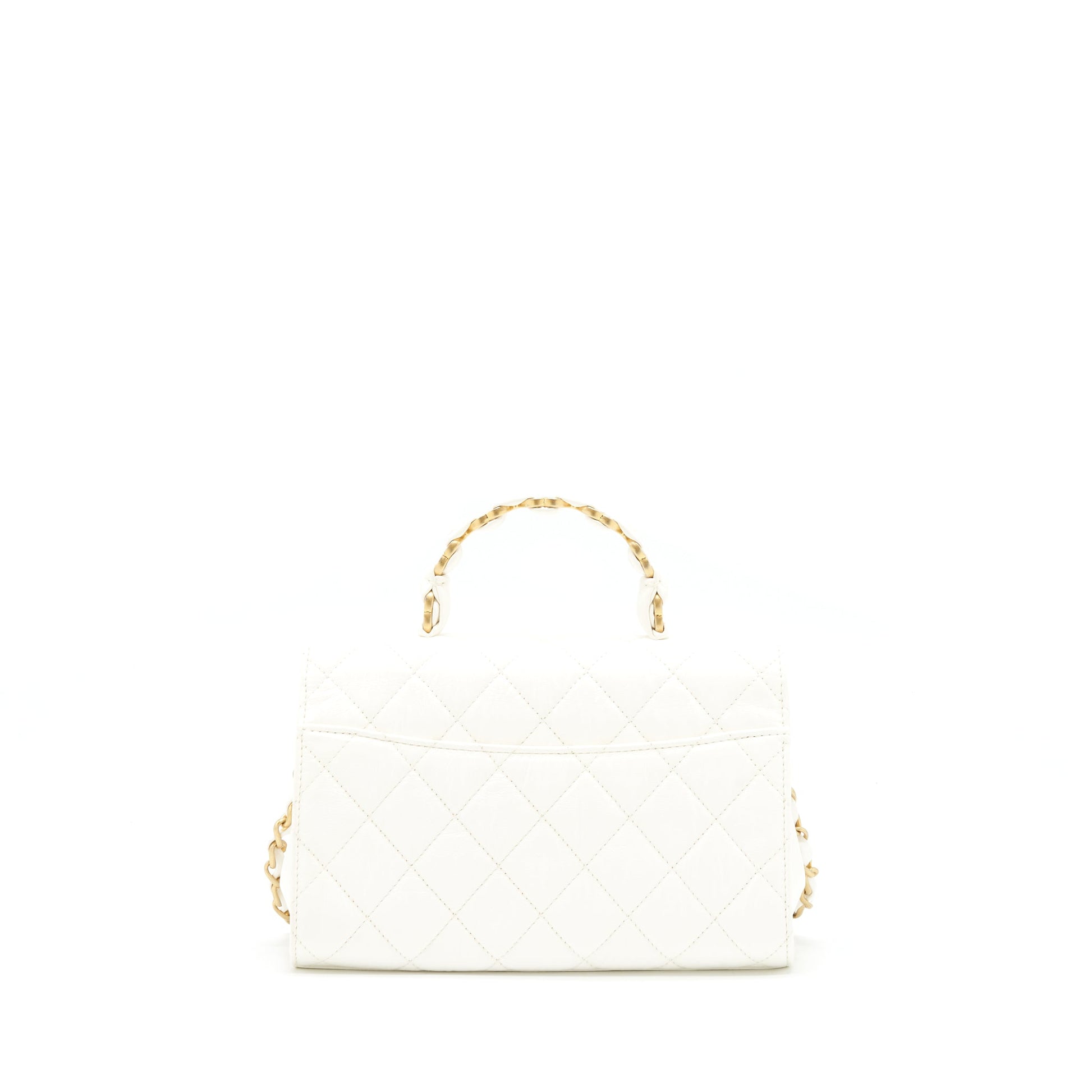 Chanel Seasonal Flap Lambskin GHW White Shoulder Bag