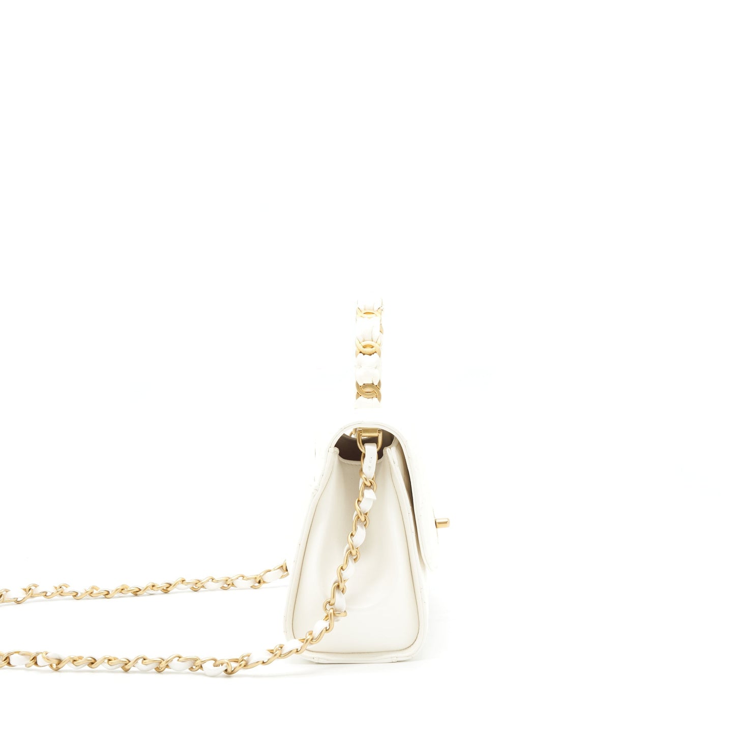 Chanel Seasonal Flap Lambskin GHW White Shoulder Bag