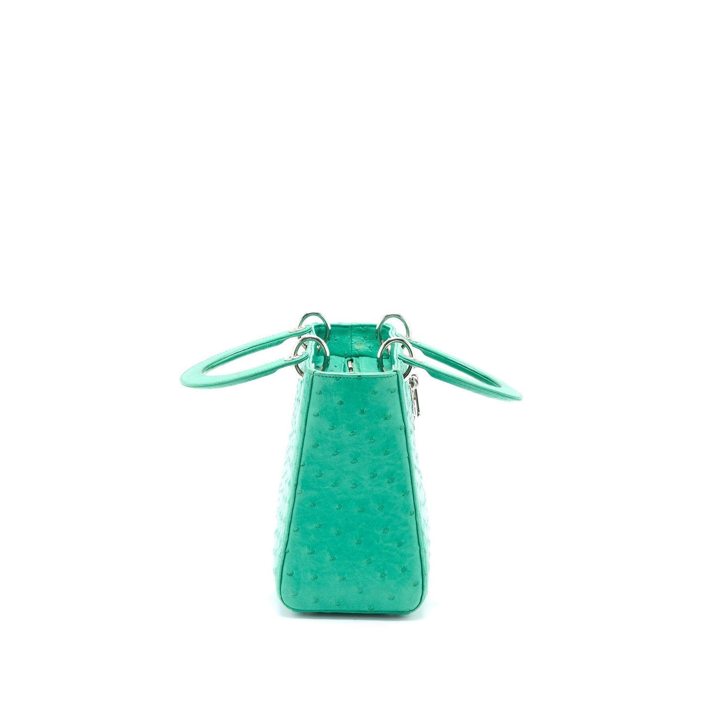 Dior Lady Ostrich Handbag Green Medium Travel Bag