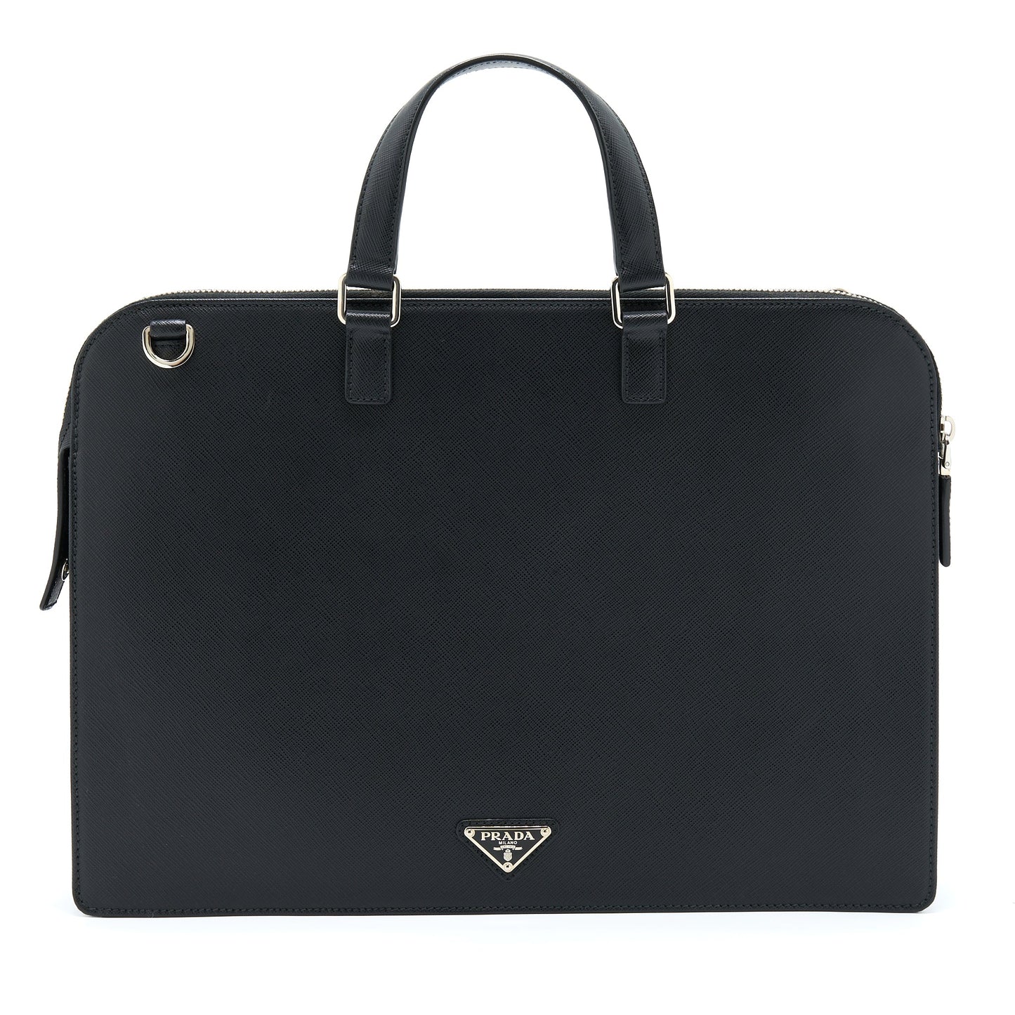 Prada Saffiano Briefcase Handbag Black Travel Bag