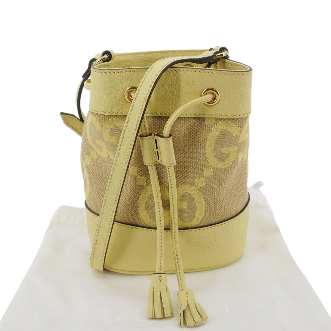 Gucci Ophidia Jumbo Bag Yellow Canvas Bucket Bucket Bag
