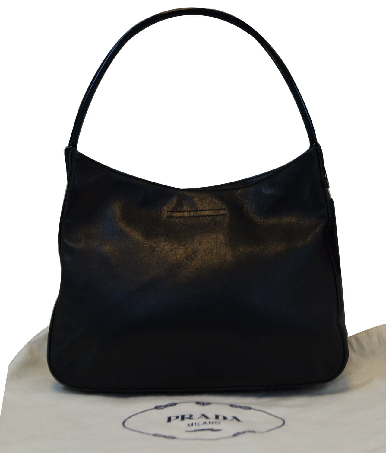 Prada Milano Hobo Shoulder Bag Leather Black