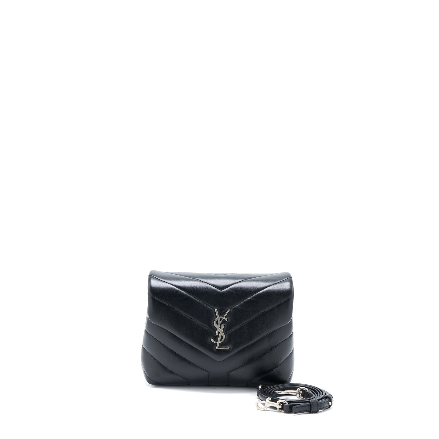 YSL Saint Laurent Loulou Strap Purse Calfskin Black Toy Travel Bag
