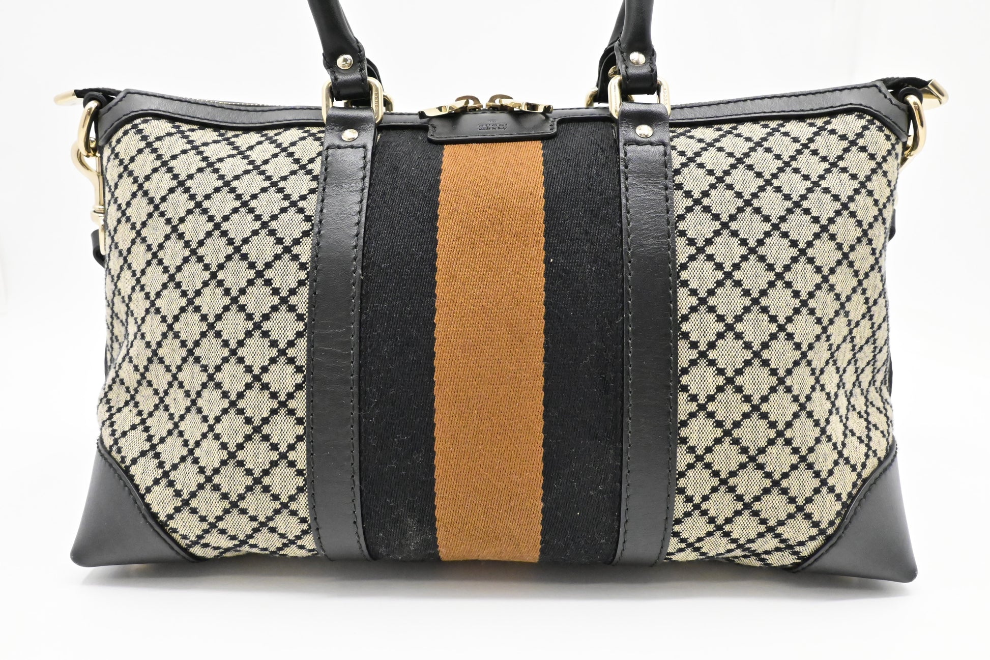 Gucci Way Bag In Diamante Canvas Black Travel Bag