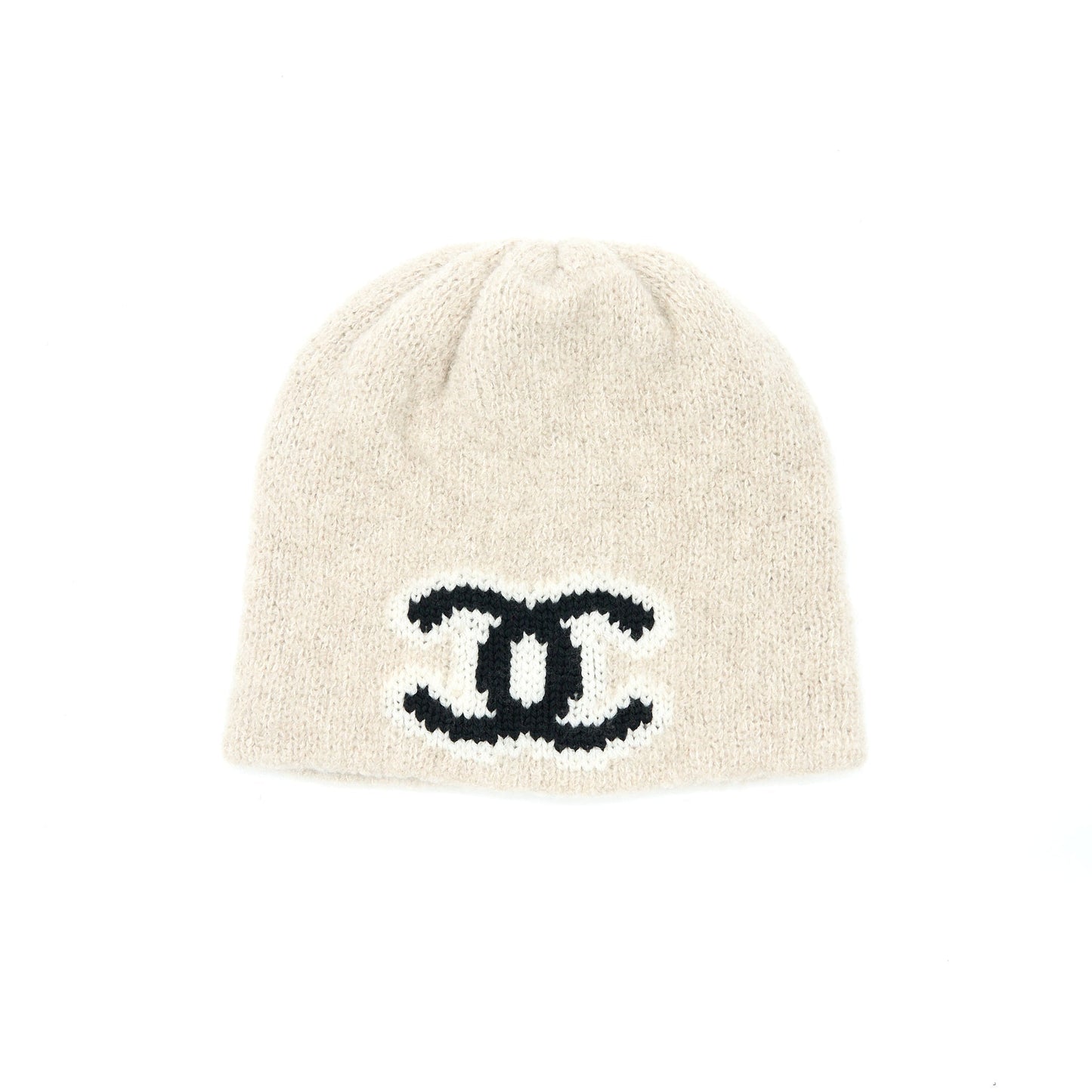 Chanel 22B Cashmere Hat Black White Beige