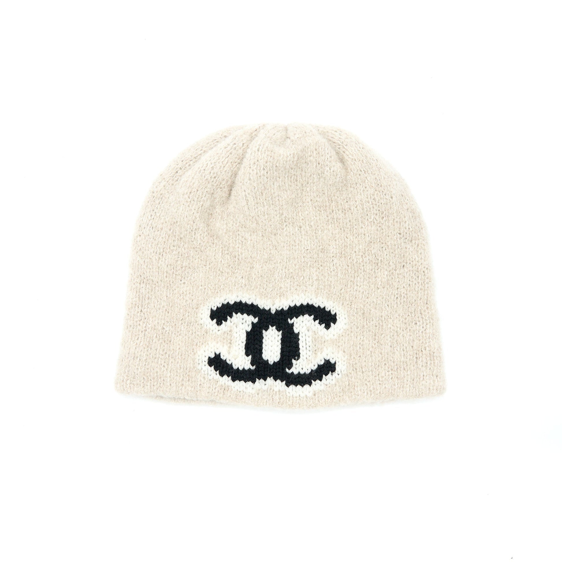 Chanel 22B Cashmere Hat Black White Beige