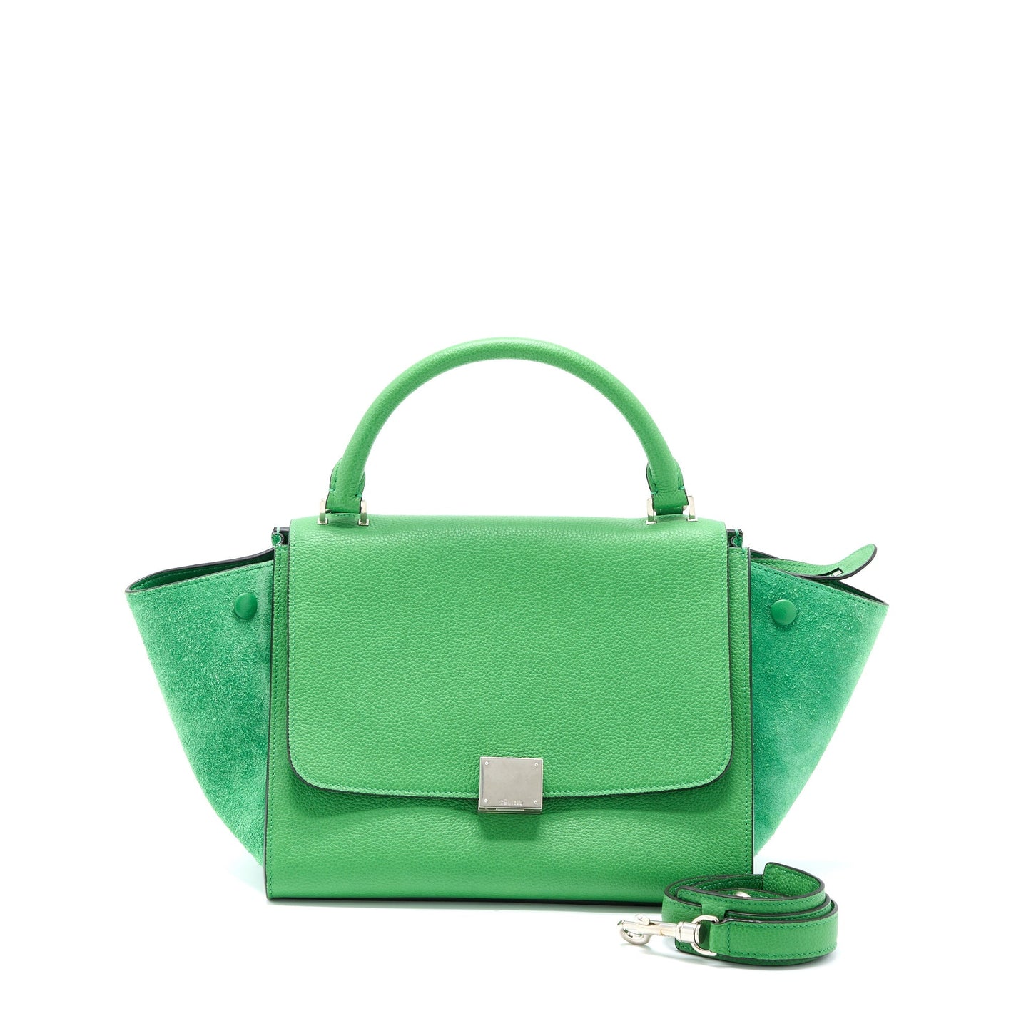Celine Trapeze Purse Calfskin Handbag Suede Green Travel Bag