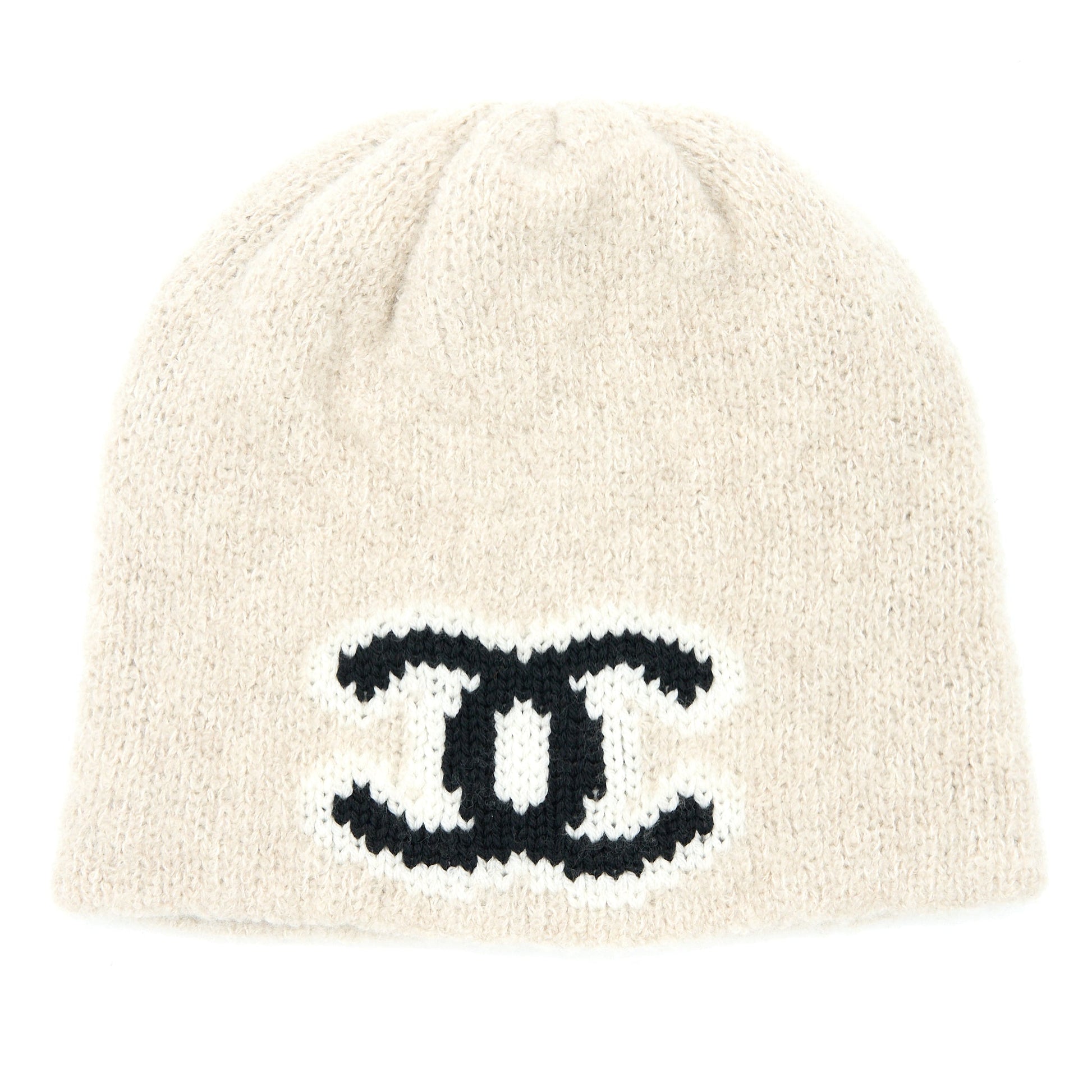 Chanel 22B Cashmere Hat Black White Beige