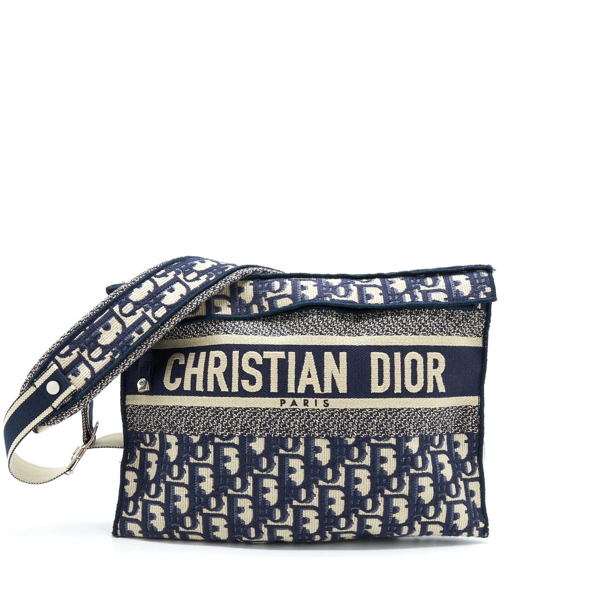 Dior Crossbody Messenger Purse Oblique Handbag Canvas Blue Crossbody Bag