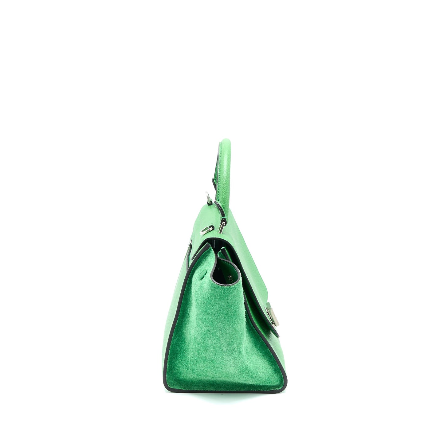 Celine Trapeze Purse Calfskin Handbag Suede Green Travel Bag