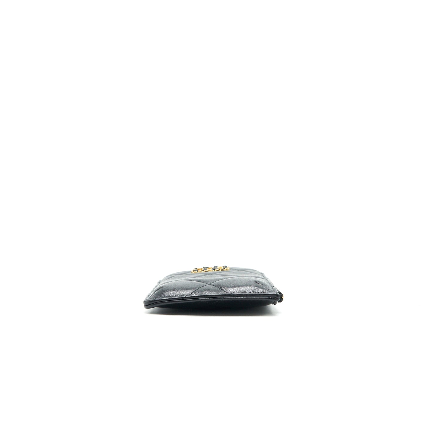 Chanel 19 Phone Card Holder Lambskin Quilted Black Wallet Case