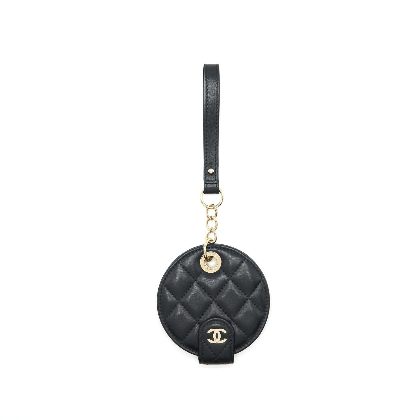 Chanel QUILTED LUGGAGE TAG LAMBSKIN LGHW Black Handbag
